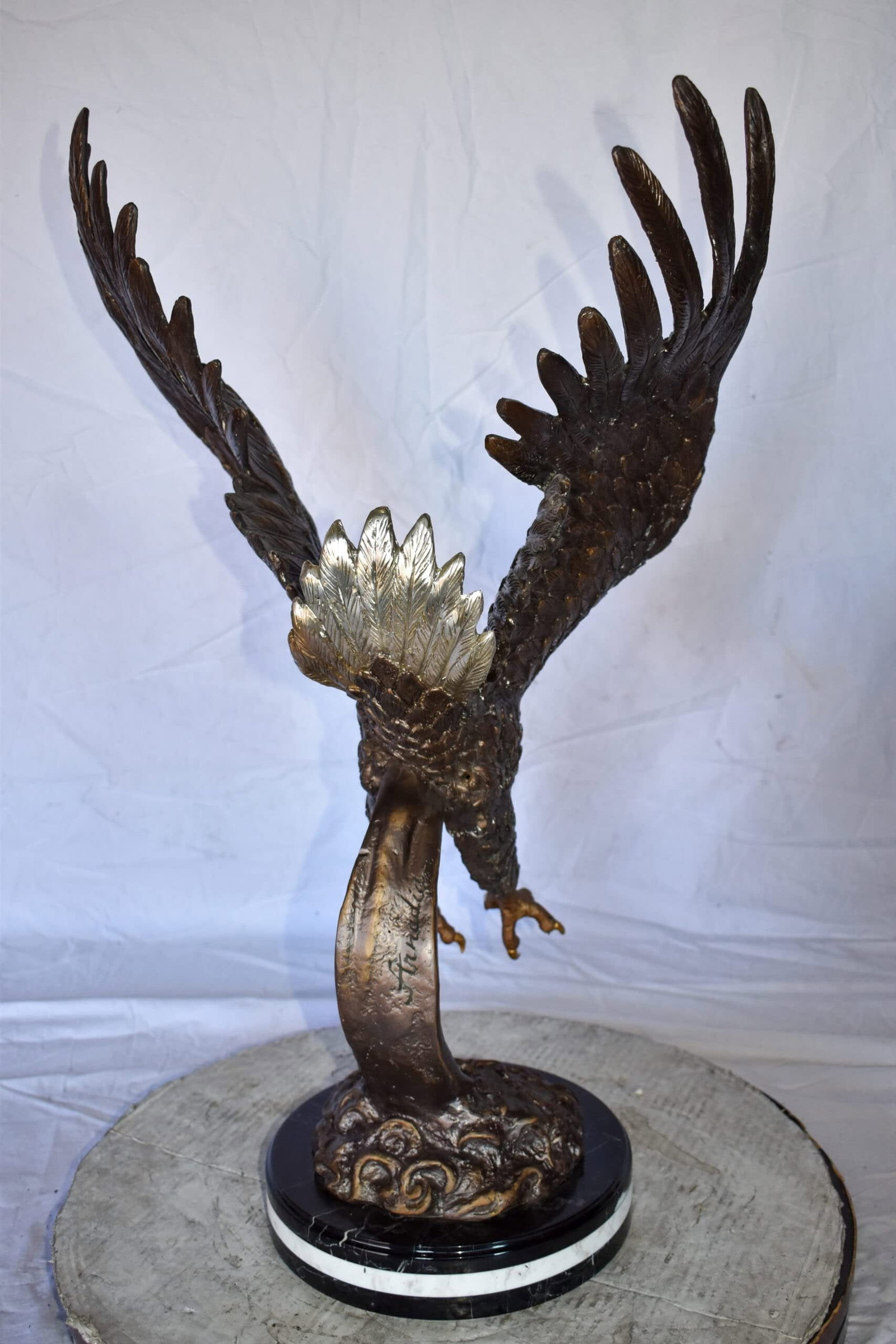 Eagle In Action Diving for His Prey Bronze Statue Size: 21" x 13" x 32"H - 9