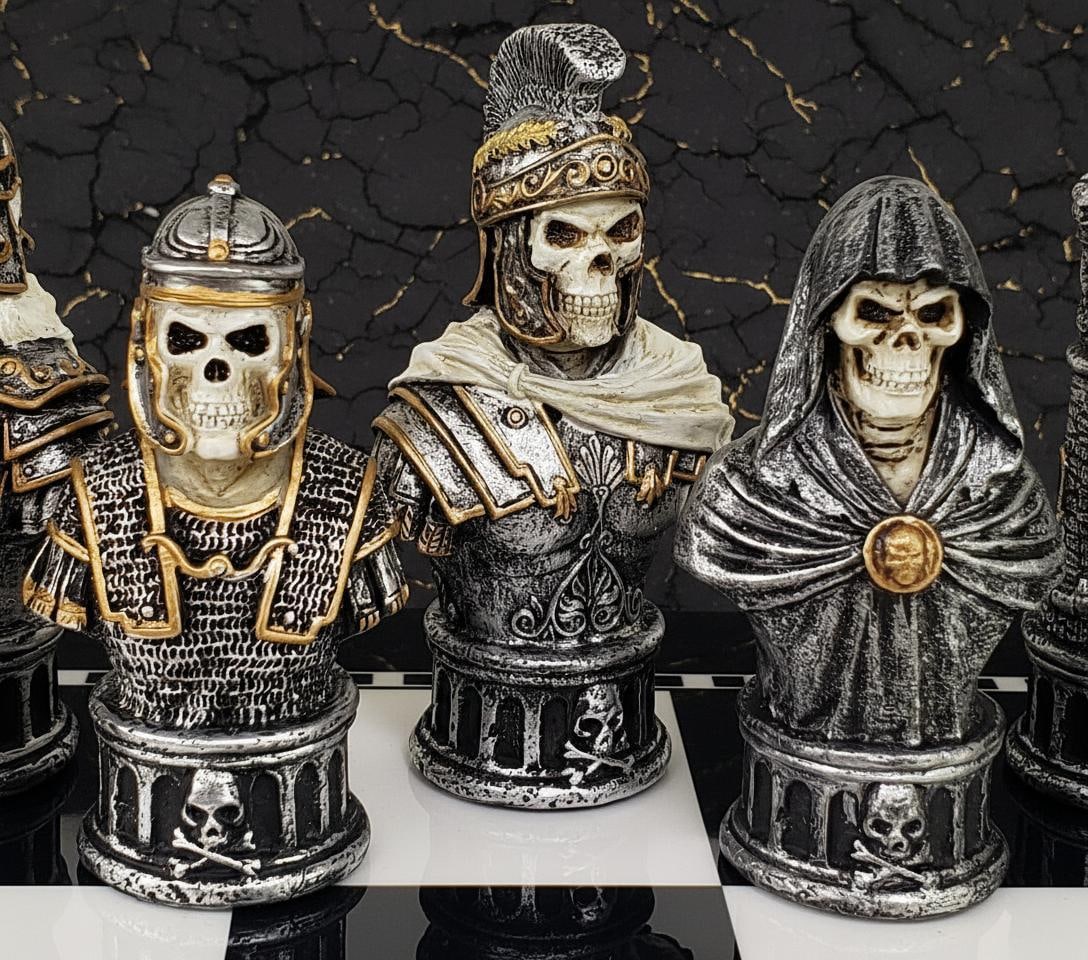 Hand Painted Skeleton Chess Set 32 Gothic Fantasy Resin Pieces, Board Not Included - 4