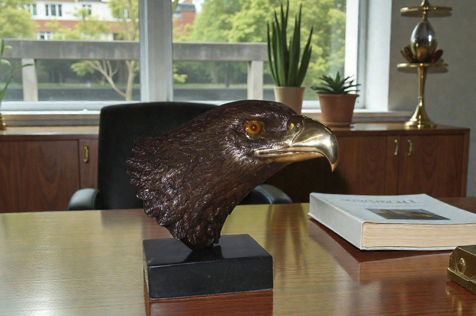 Bronze Eagle Head Sculpture - 10