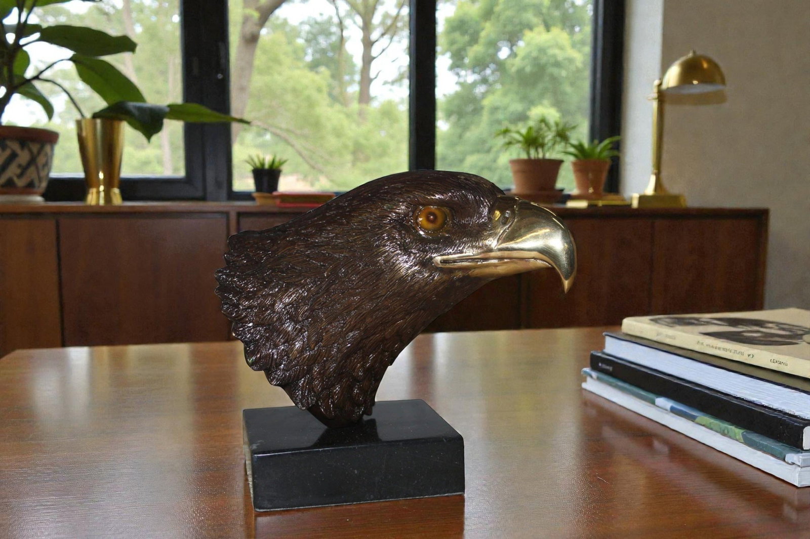 Bronze Eagle Head Sculpture - 12