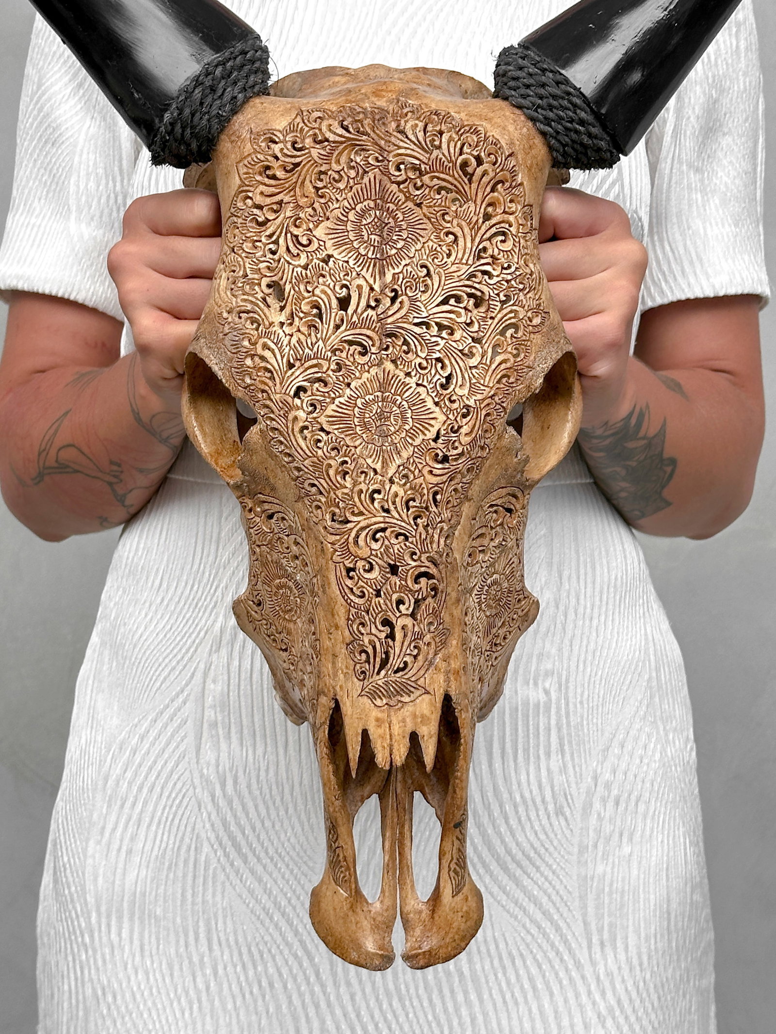 Brown cow skull - Traditional Balinese motif - 10