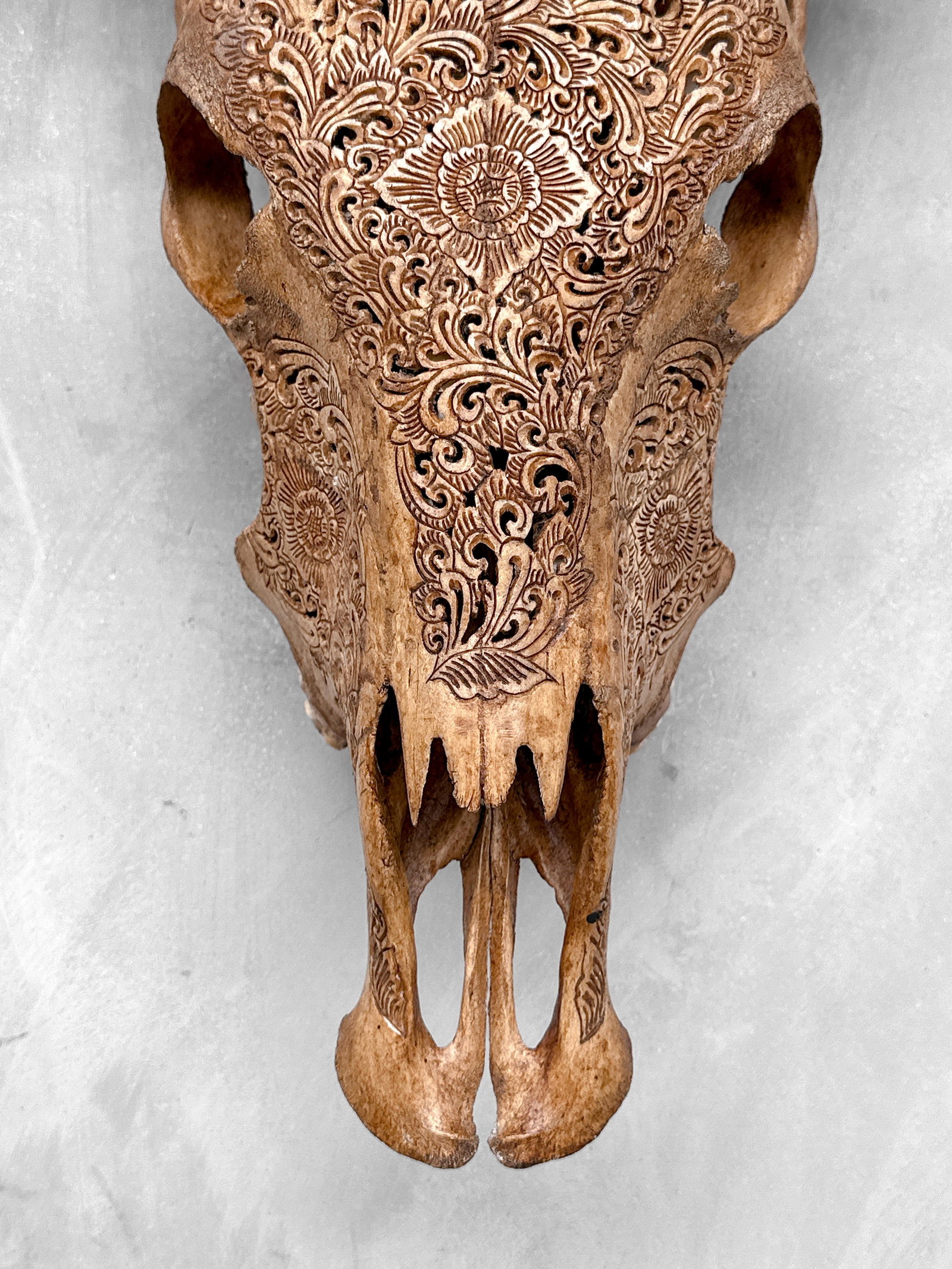 Brown cow skull - Traditional Balinese motif - 4