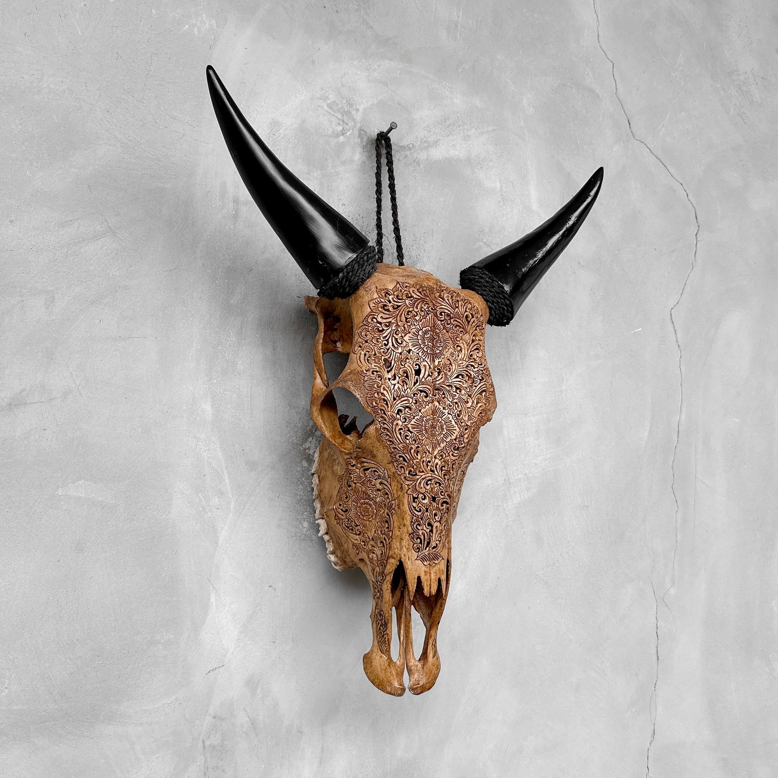 Brown cow skull - Traditional Balinese motif - 5