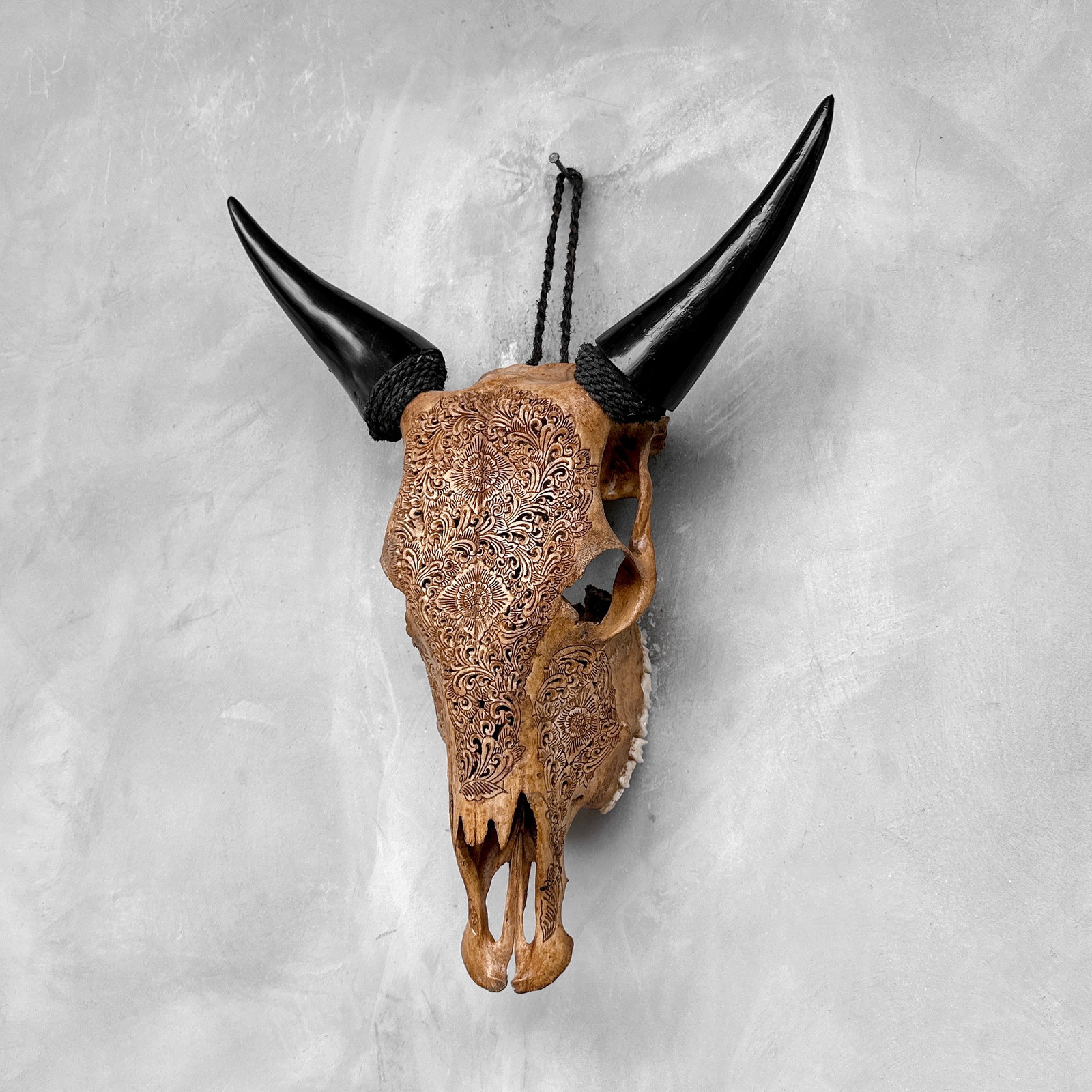 Brown cow skull - Traditional Balinese motif - 7