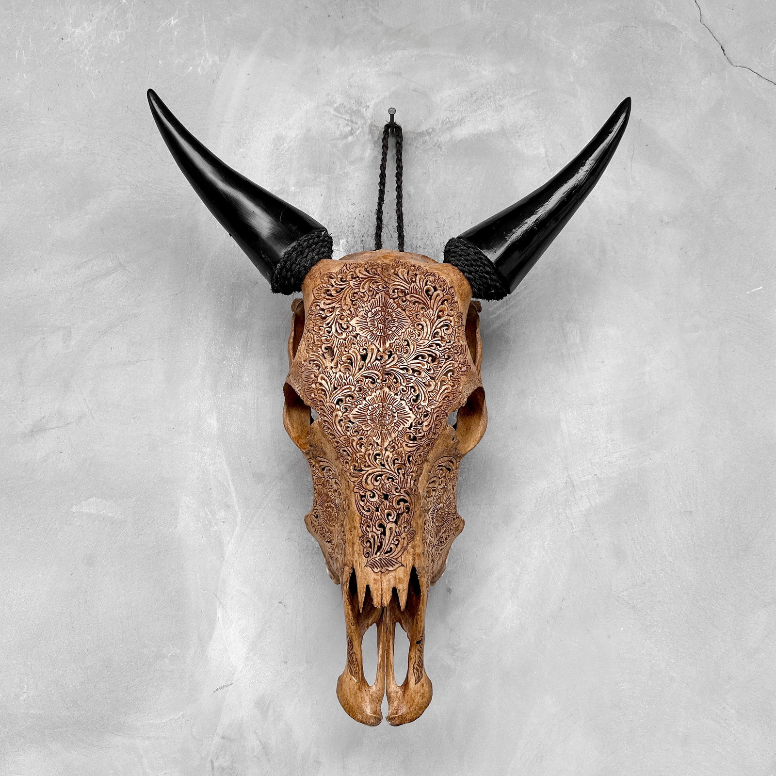 Brown cow skull - Traditional Balinese motif - 9