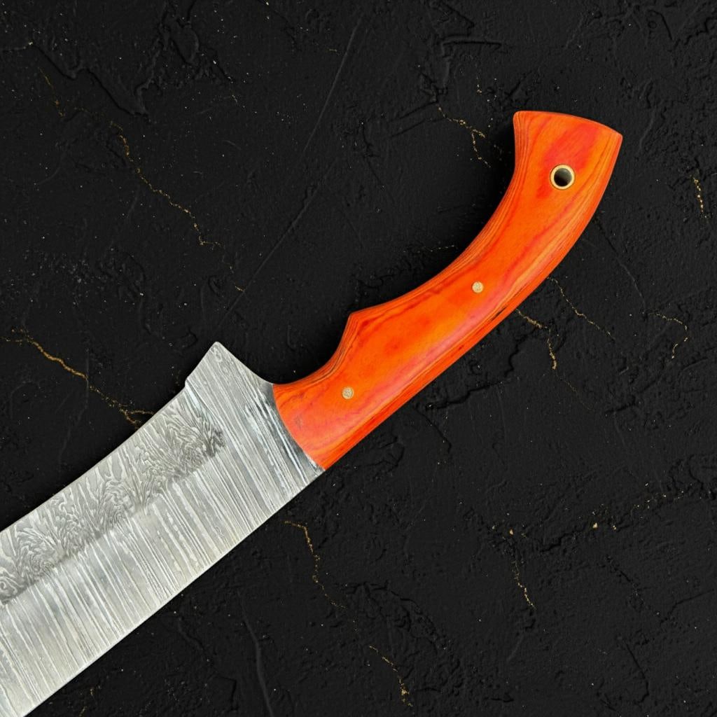 Full Tang Damascus Bowie Hunting Knife, 13-inch Handmade Blade, Pakka Wood Handle - 3