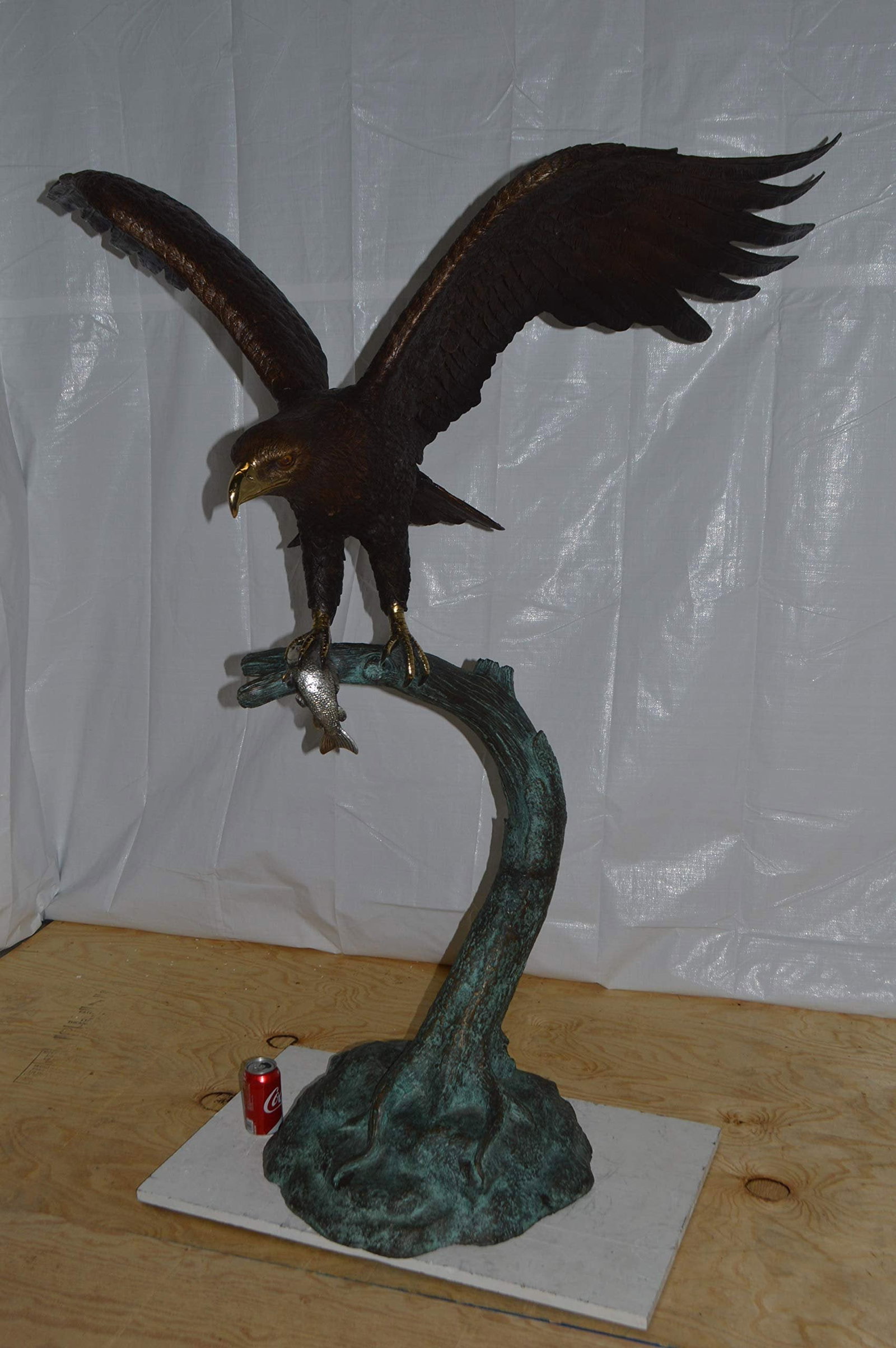 Eagle on a Tree Branch Bronze Statue - Size: 44"L x 50"W x 65"H. - 4