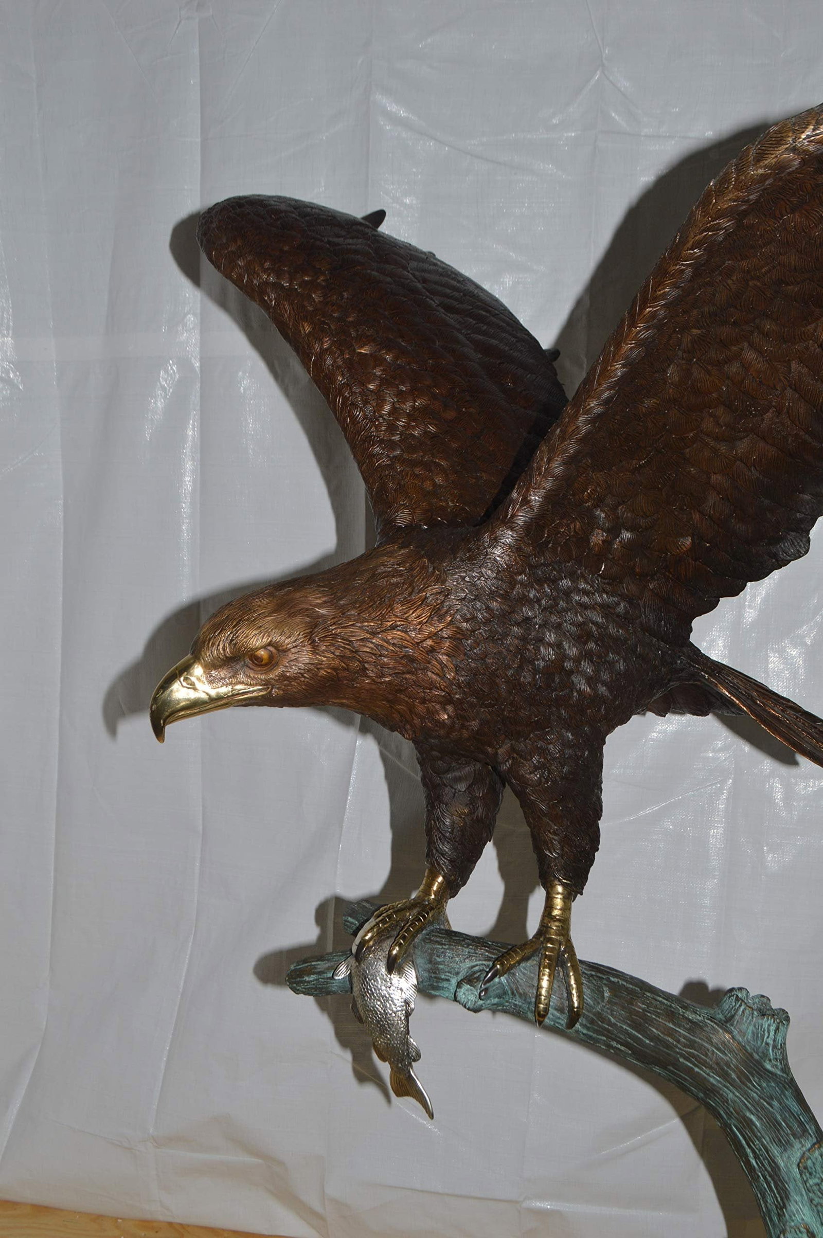 Eagle on a Tree Branch Bronze Statue - Size: 44"L x 50"W x 65"H. - 6
