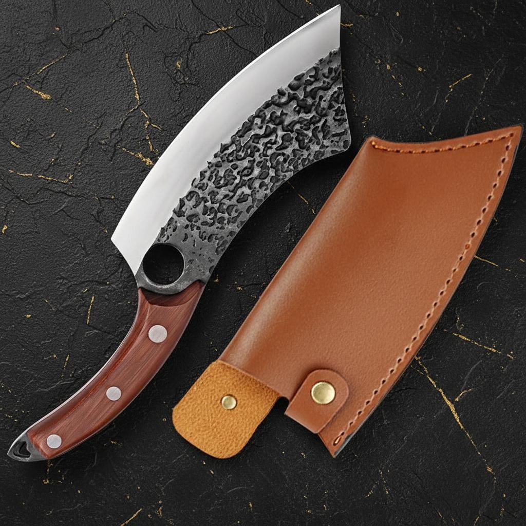 Forged 6pc Kitchen Knife Set with Wood Handles, Professional Chef Butcher Boning Knives - 12