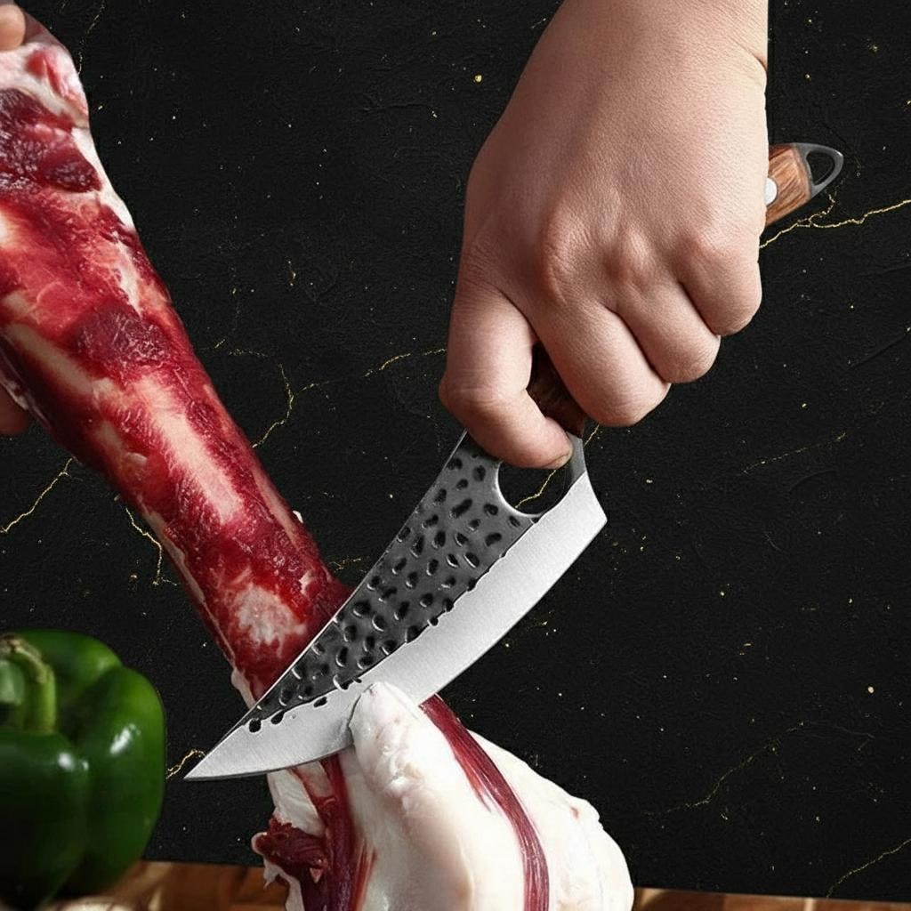 Forged 6pc Kitchen Knife Set with Wood Handles, Professional Chef Butcher Boning Knives - 9
