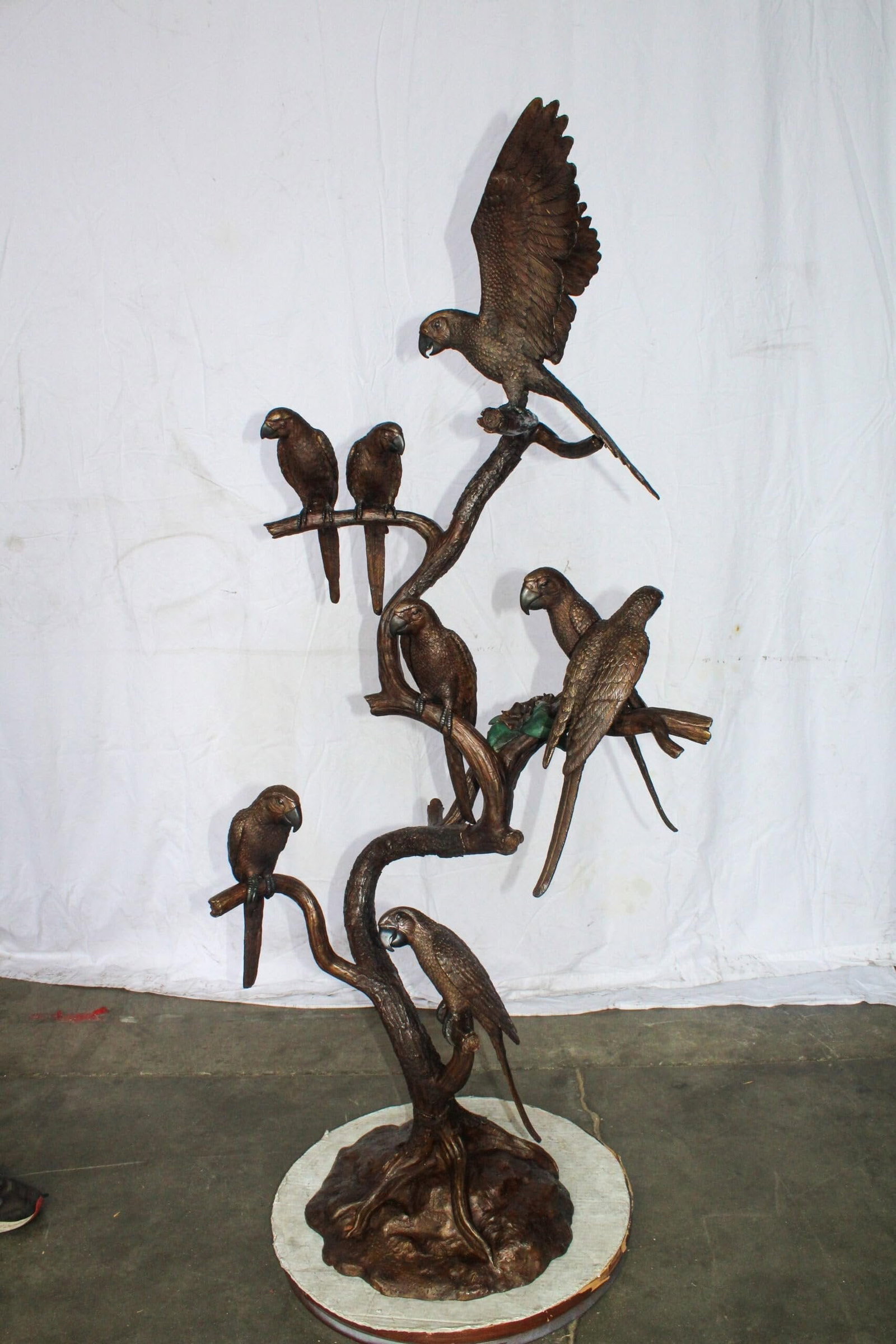 Eight Parrots Standing on a Tree Bronze Statue 33" x 24" x 66"H - 10