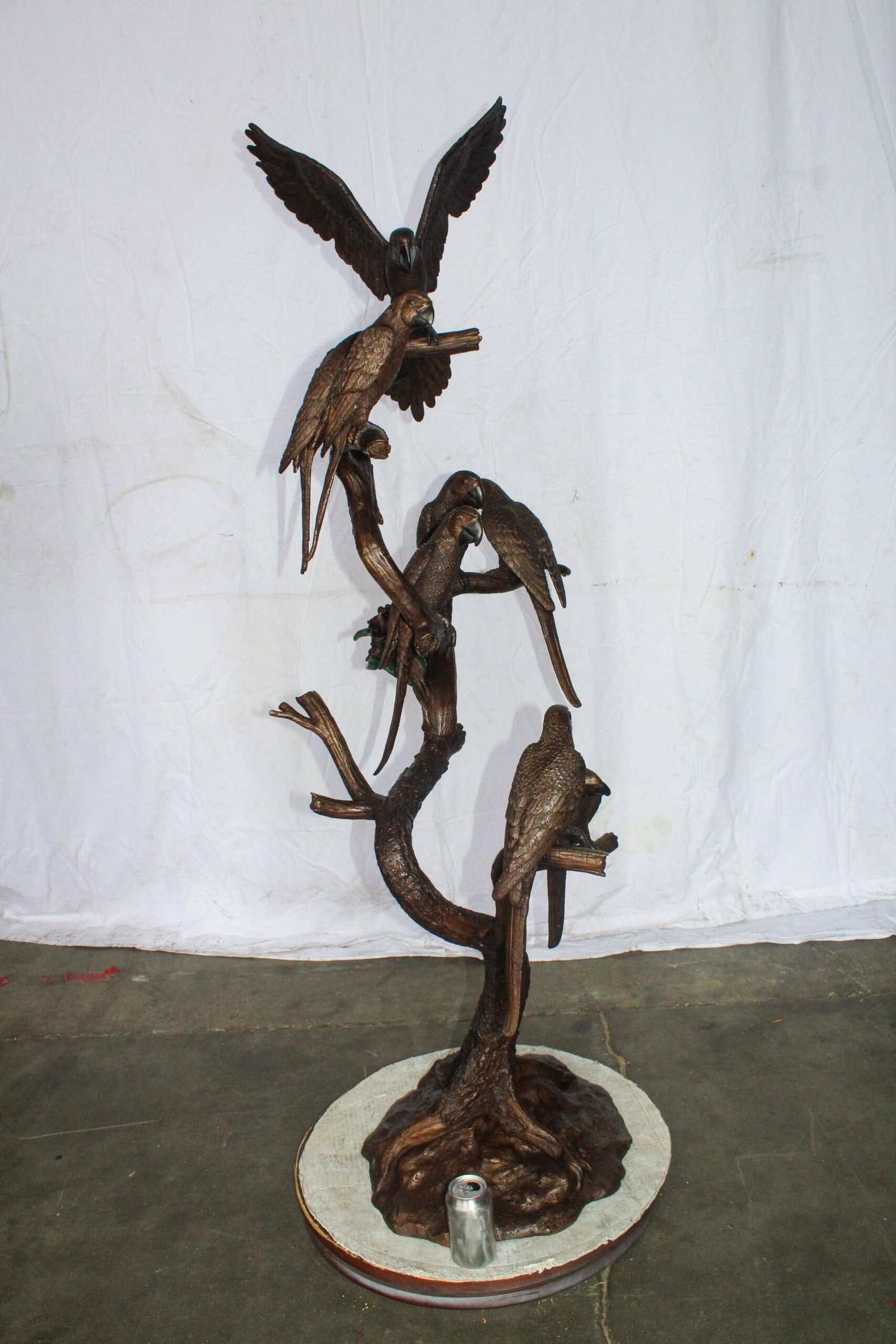 Eight Parrots Standing on a Tree Bronze Statue 33" x 24" x 66"H - 5