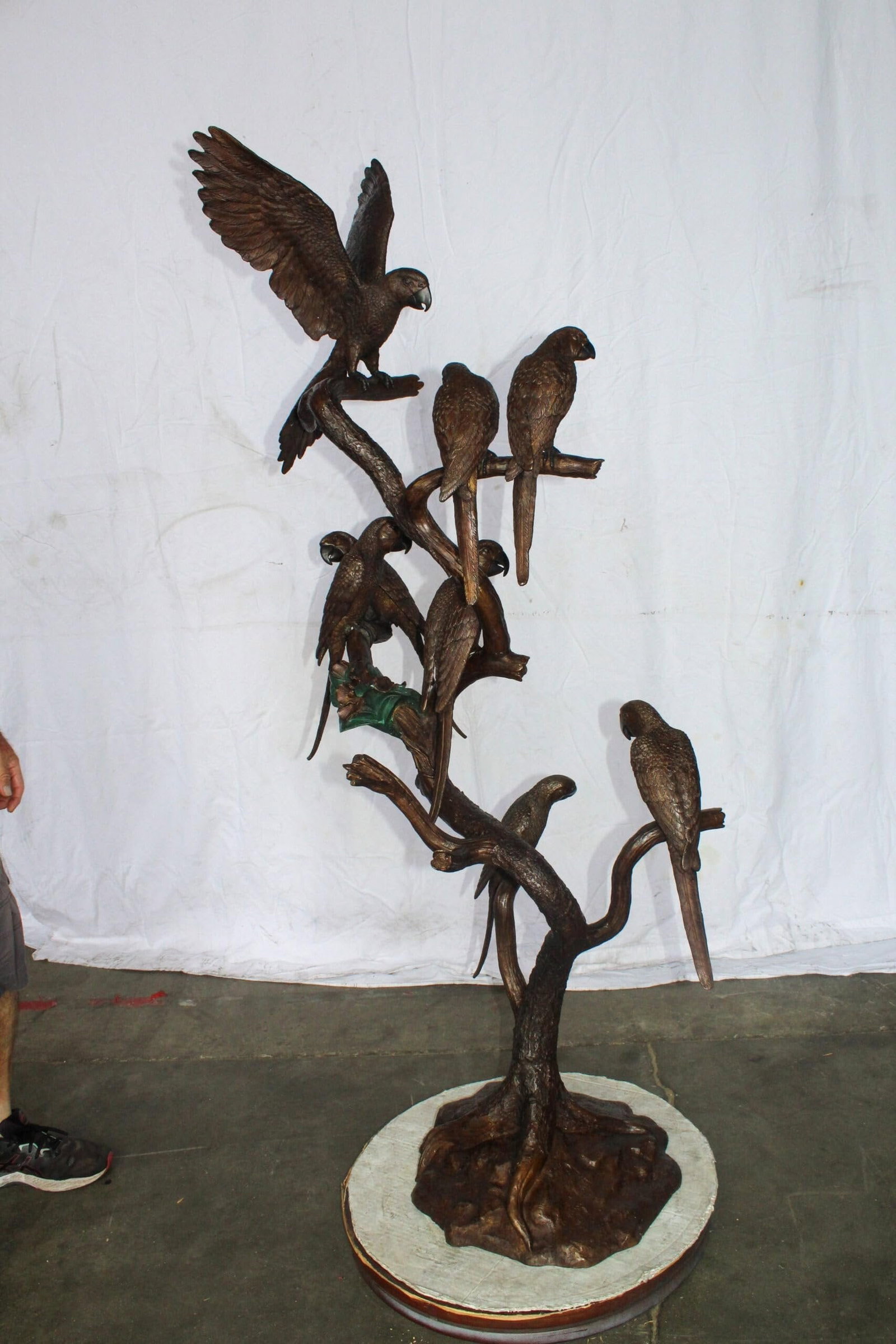 Eight Parrots Standing on a Tree Bronze Statue 33" x 24" x 66"H - 6