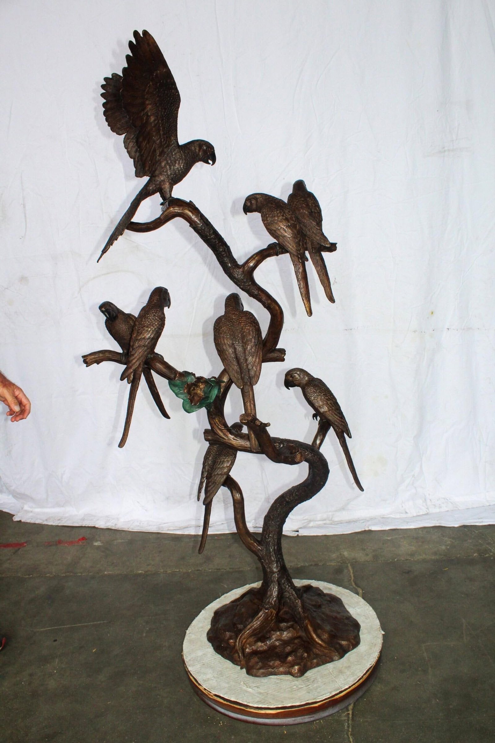Eight Parrots Standing on a Tree Bronze Statue 33" x 24" x 66"H - 7