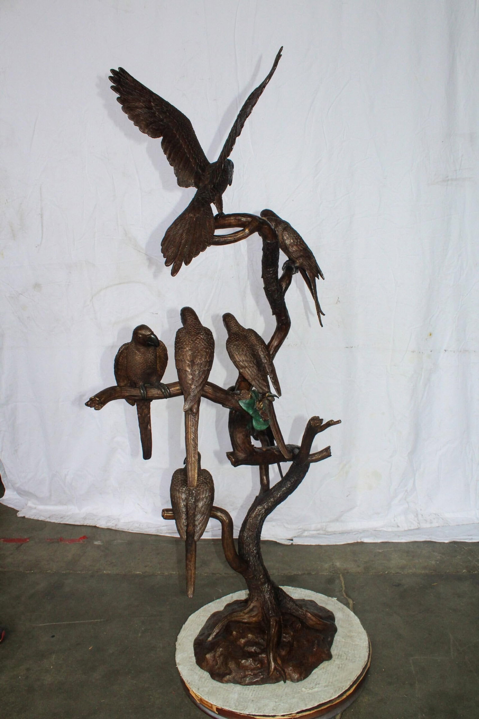 Eight Parrots Standing on a Tree Bronze Statue 33" x 24" x 66"H - 8