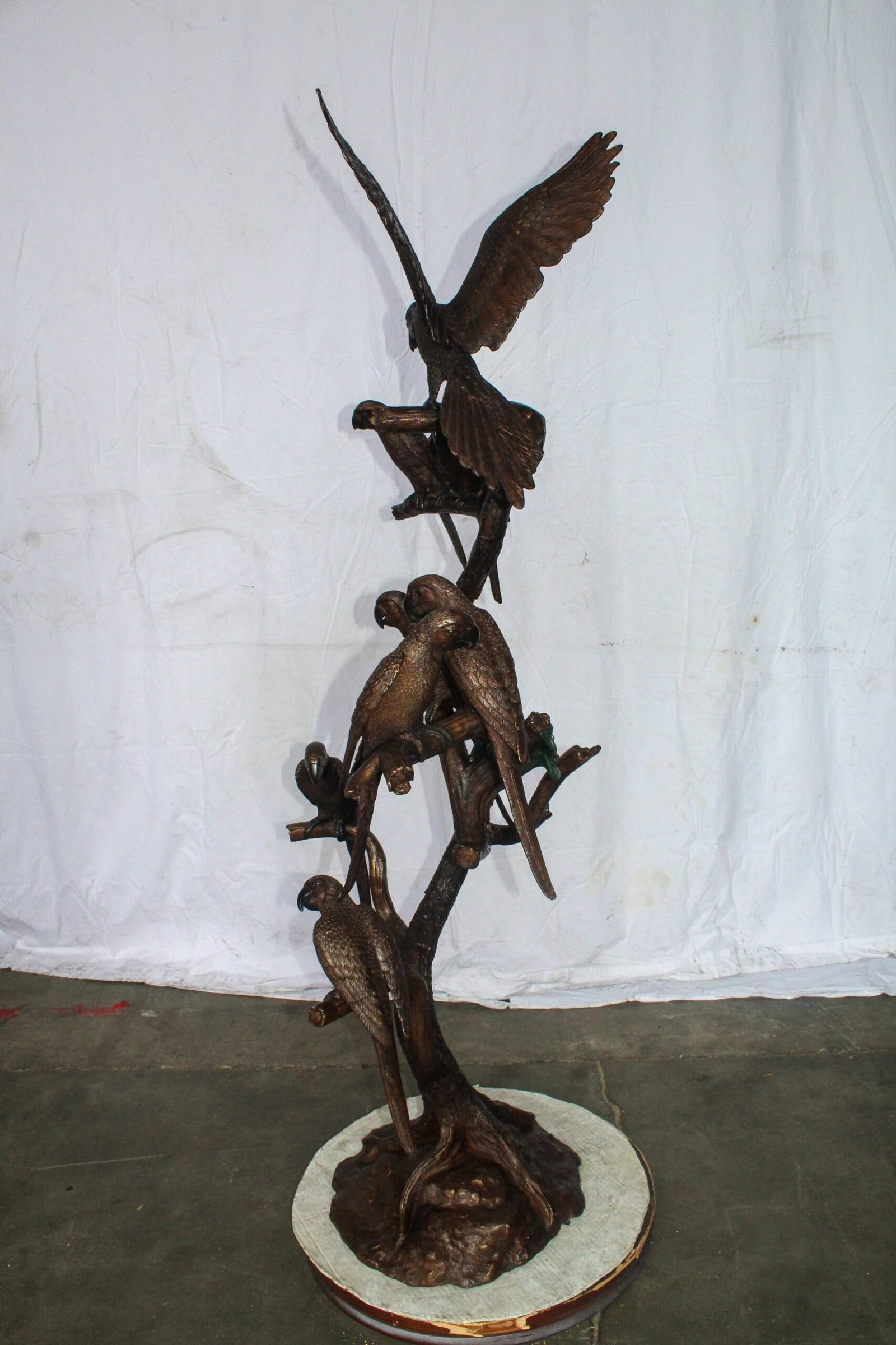 Eight Parrots Standing on a Tree Bronze Statue 33" x 24" x 66"H - 9