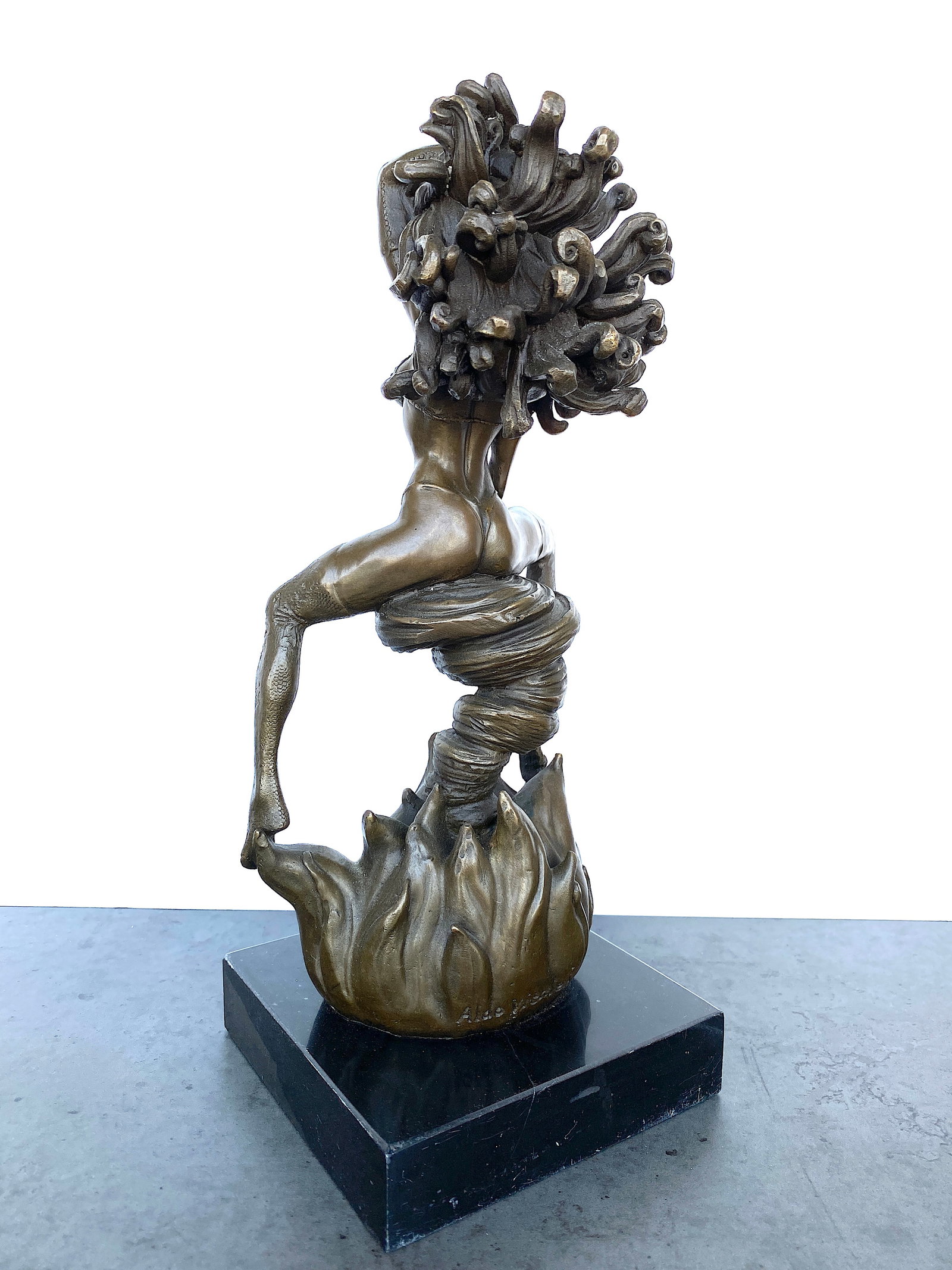 sign. Bronze Medusa on marble base - 3