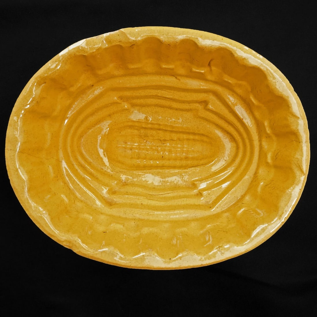 Yellowware Food Mold Corn Design Circa 1900 (1 of 7)