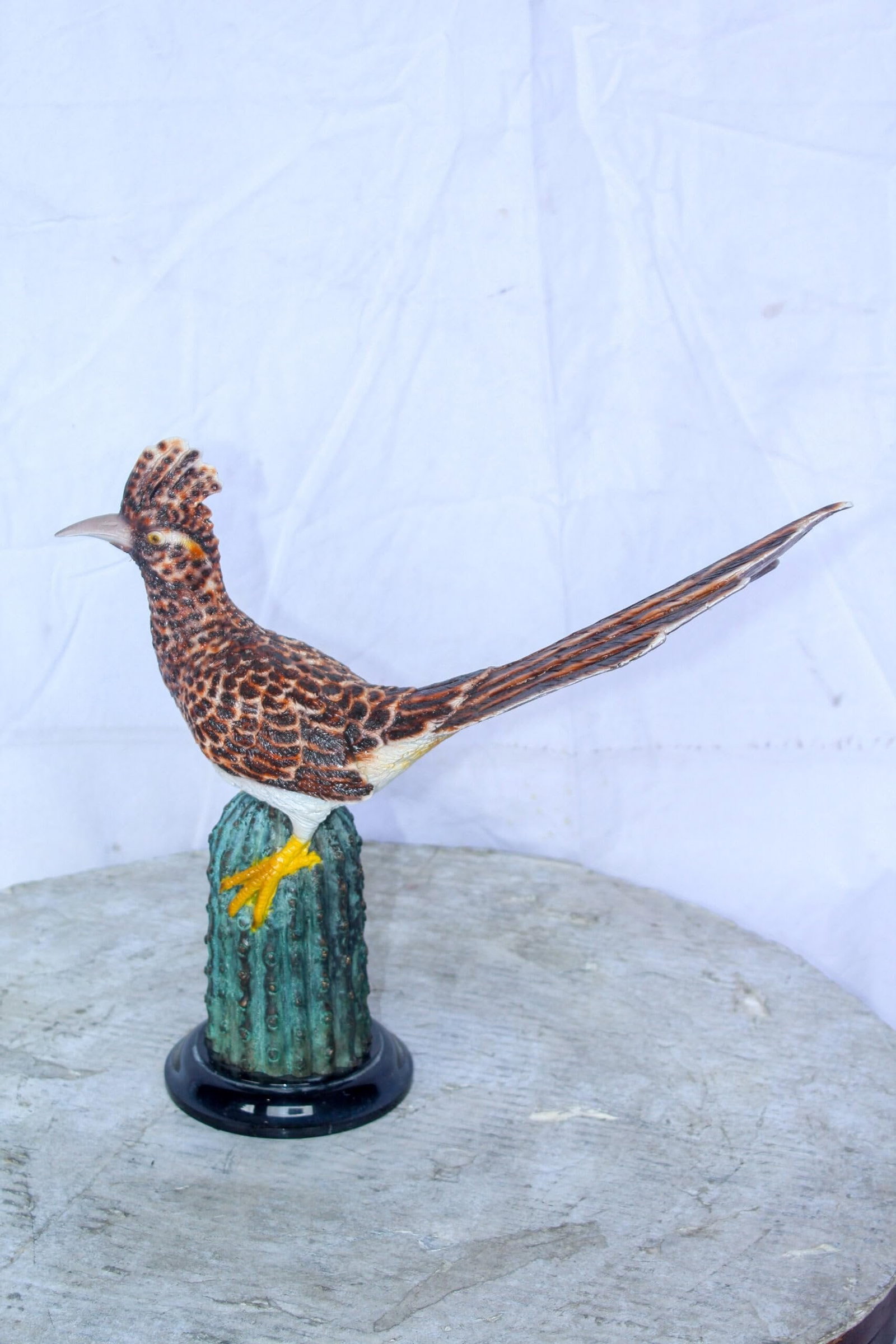Vibrant Colored Roadrunner Bird Bronze Statue, Wildlife Decor 15" x 5" x 13"H - 10