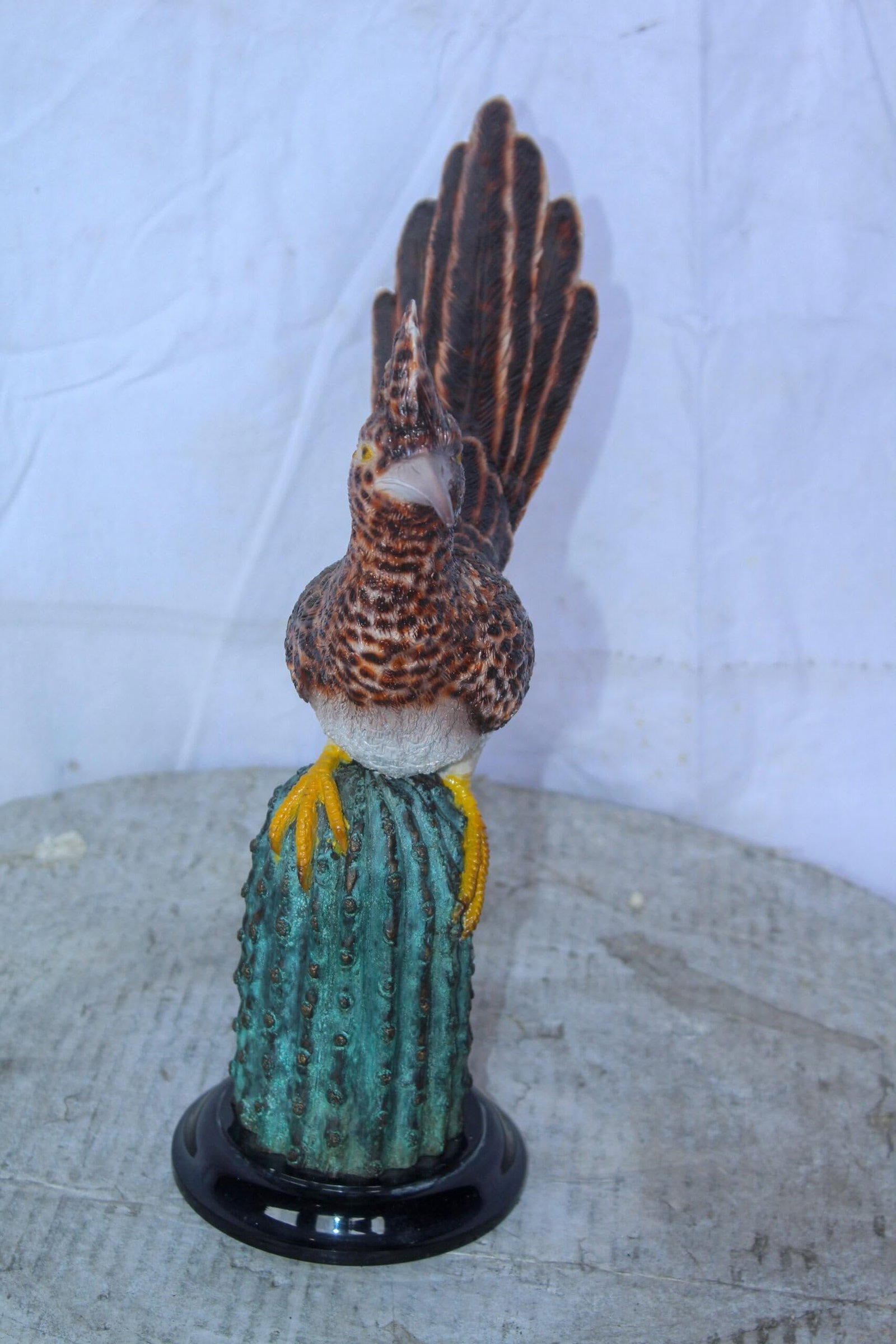 Vibrant Colored Roadrunner Bird Bronze Statue, Wildlife Decor 15" x 5" x 13"H - 4