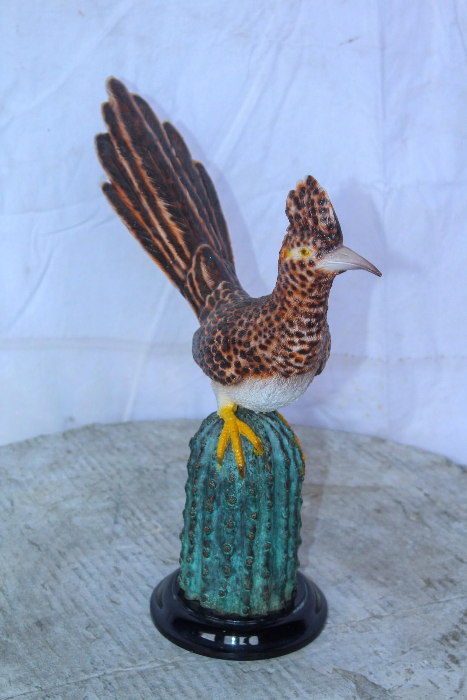 Vibrant Colored Roadrunner Bird Bronze Statue, Wildlife Decor 15" x 5" x 13"H - 5