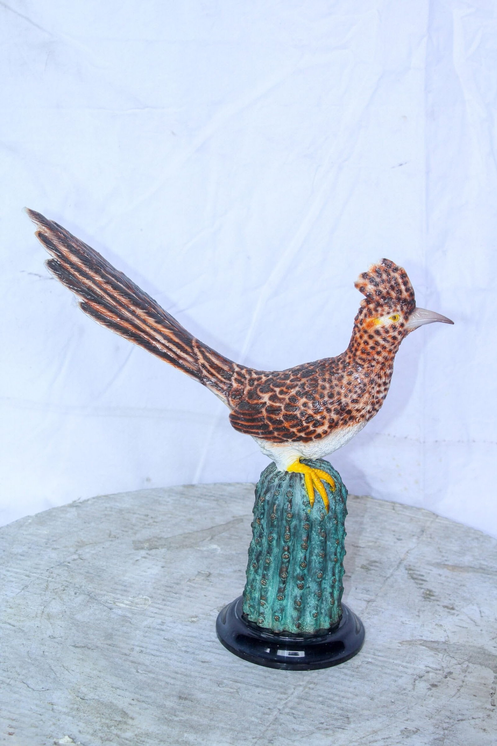 Vibrant Colored Roadrunner Bird Bronze Statue, Wildlife Decor 15" x 5" x 13"H - 6