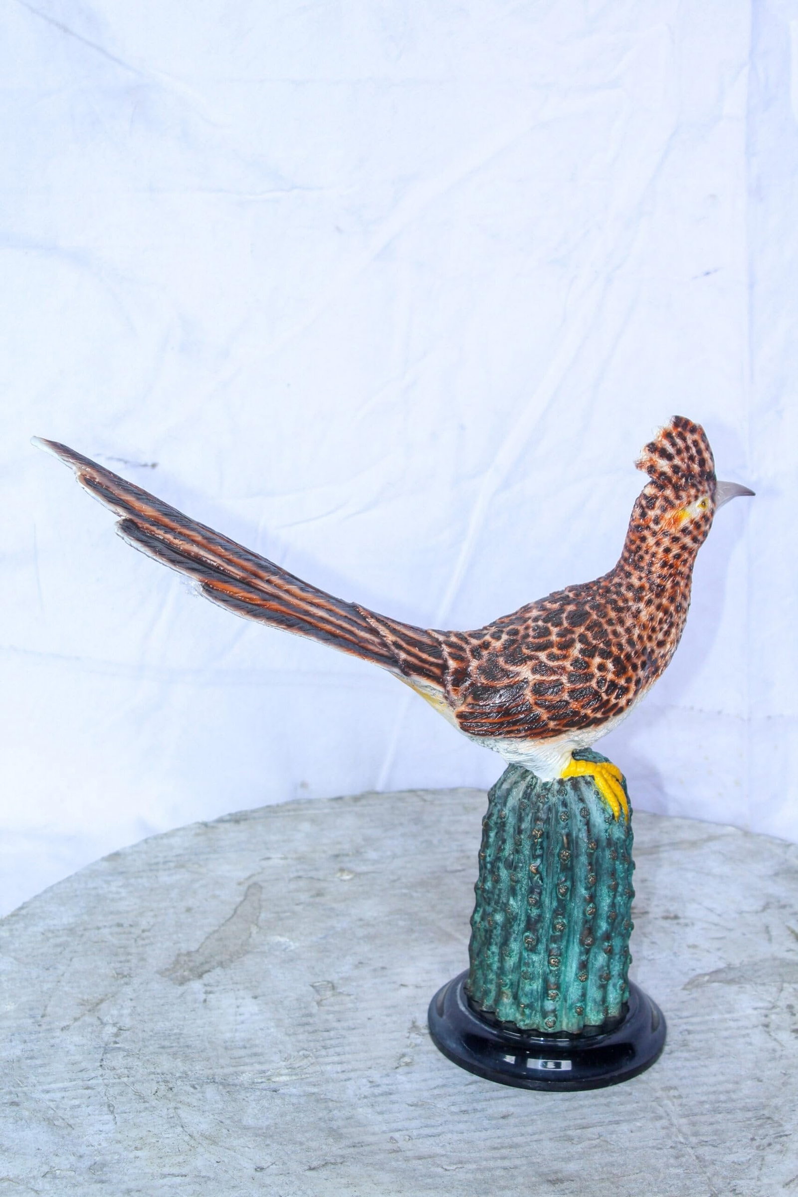 Vibrant Colored Roadrunner Bird Bronze Statue, Wildlife Decor 15" x 5" x 13"H - 7