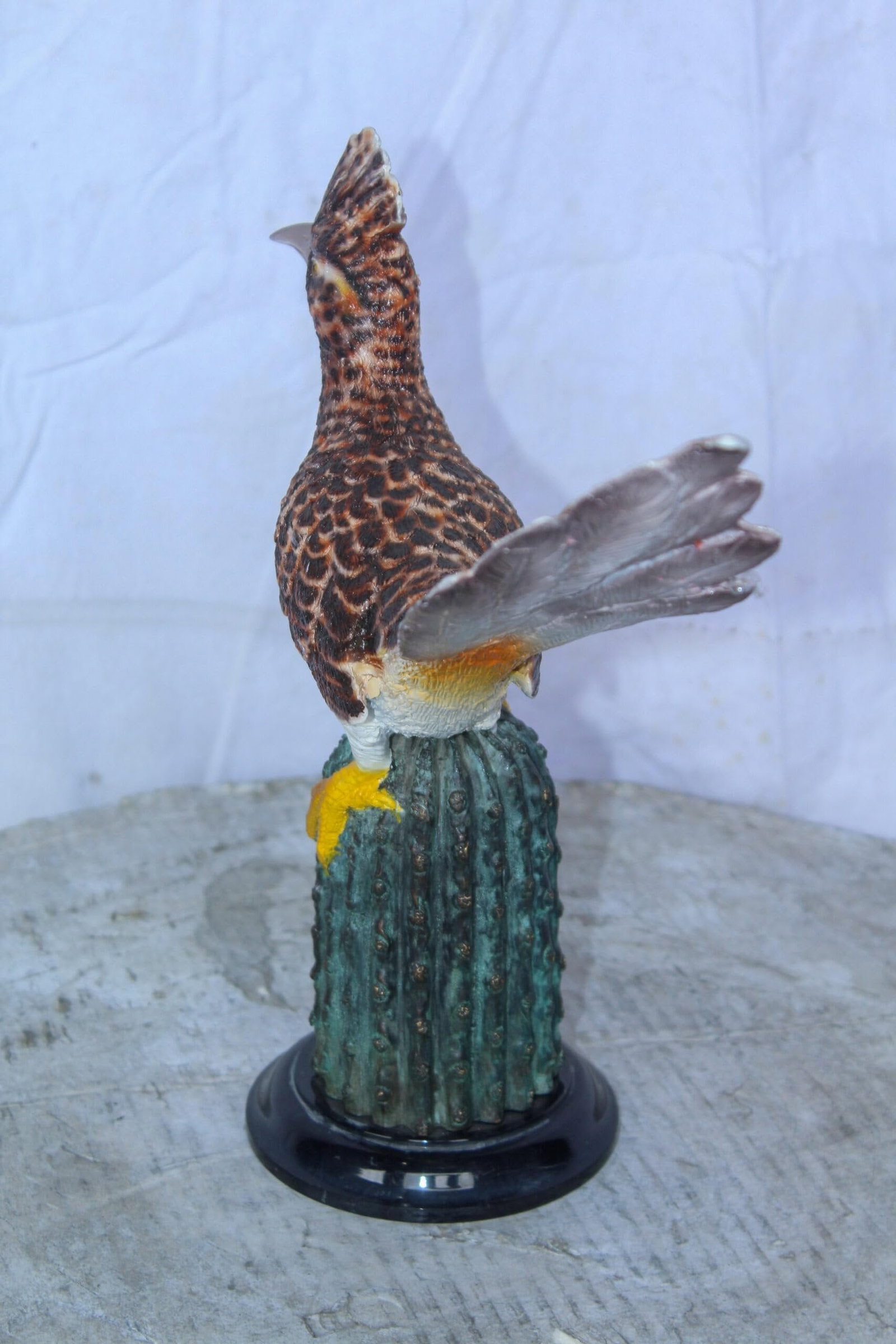 Vibrant Colored Roadrunner Bird Bronze Statue, Wildlife Decor 15" x 5" x 13"H - 9