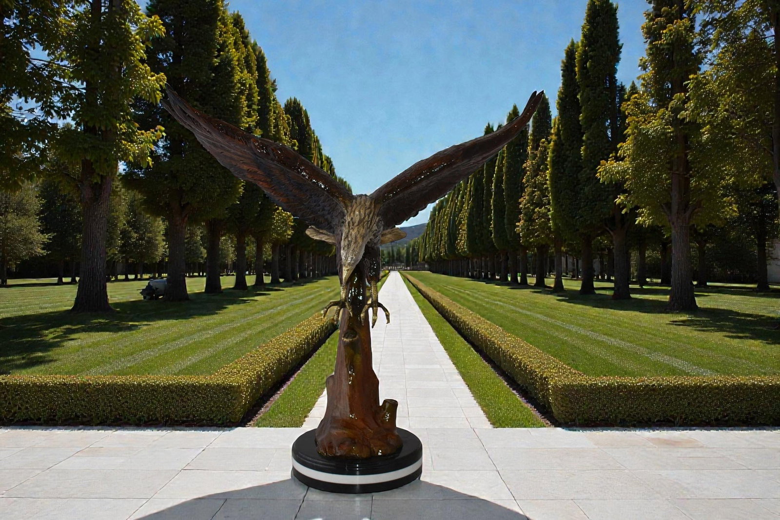 Eagle Flying and Looking Down for Prey Bronze Statue Size: 29" x 17" x 28"H - 2