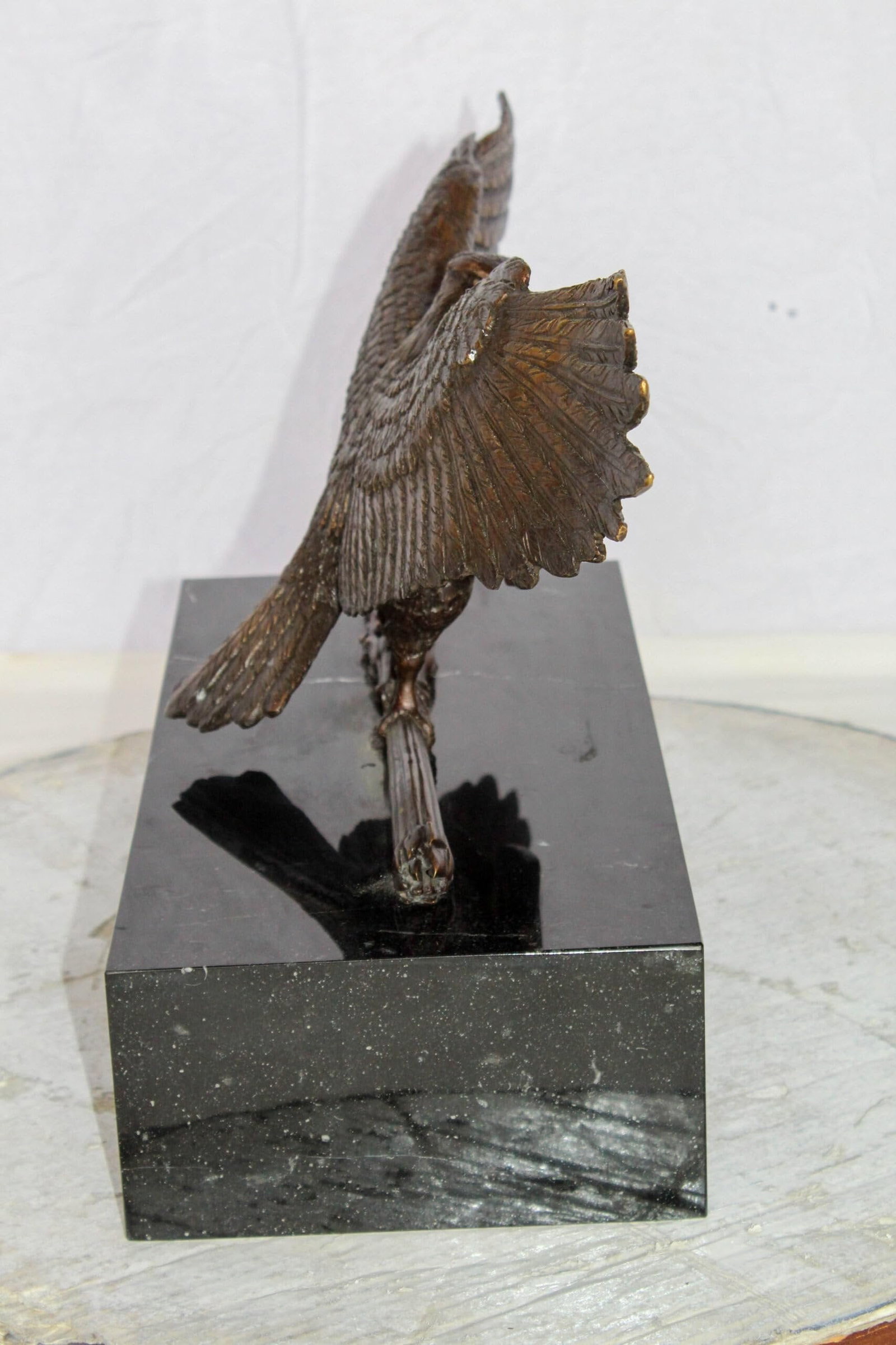 Majestic American Eagle Bronze Sculpture with Shield – Lost-Wax Cast, Classic Patina Finish, - 6