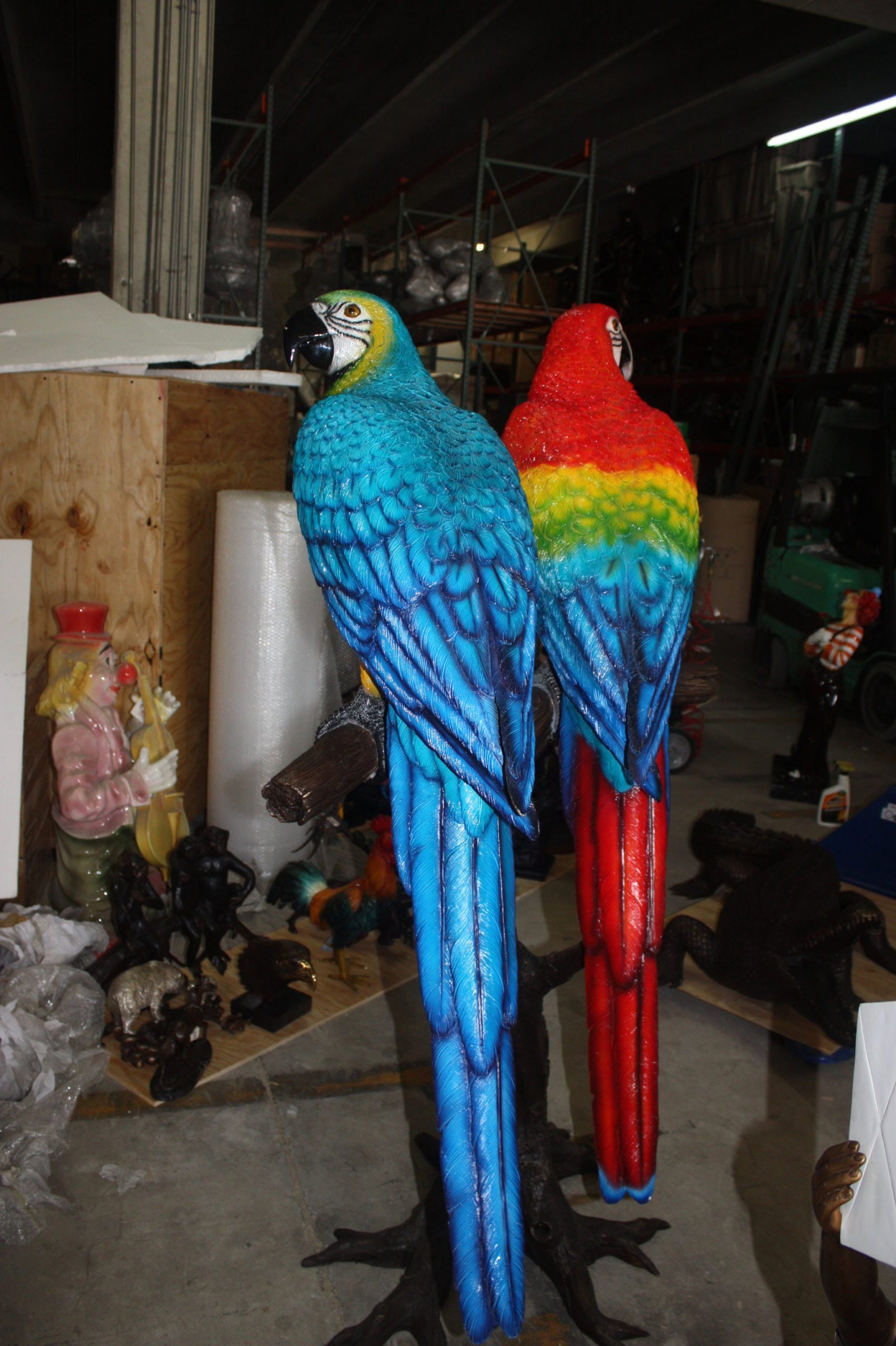 Two Large Parrots On A Tree | Bronze Statue - 11
