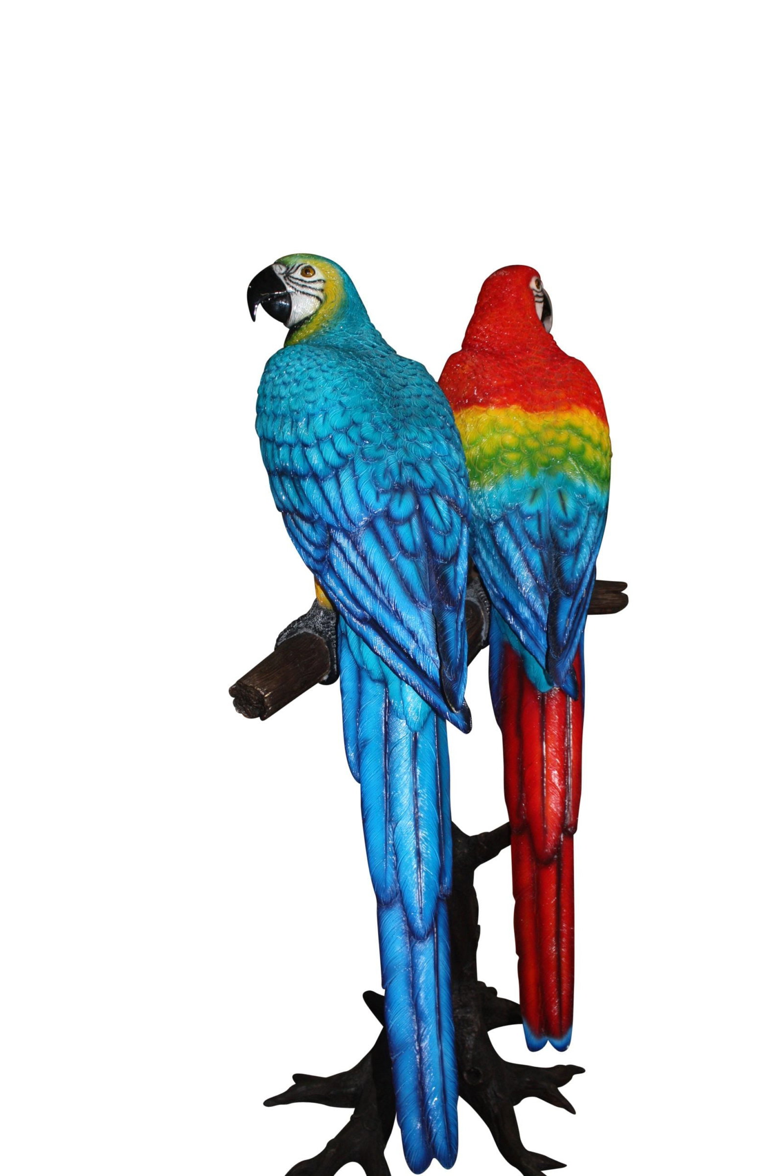Two Large Parrots On A Tree | Bronze Statue - 3