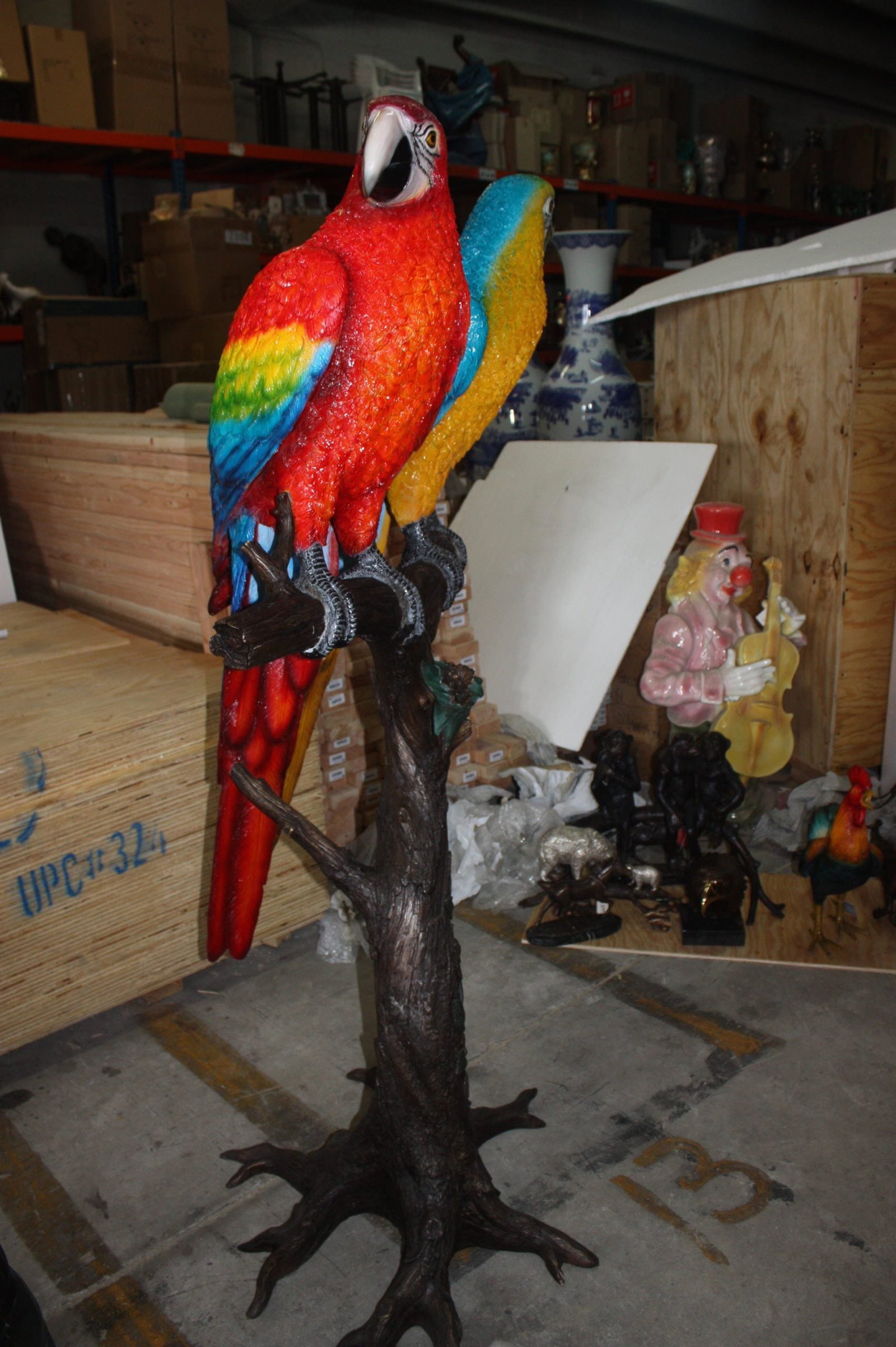 Two Large Parrots On A Tree | Bronze Statue - 6