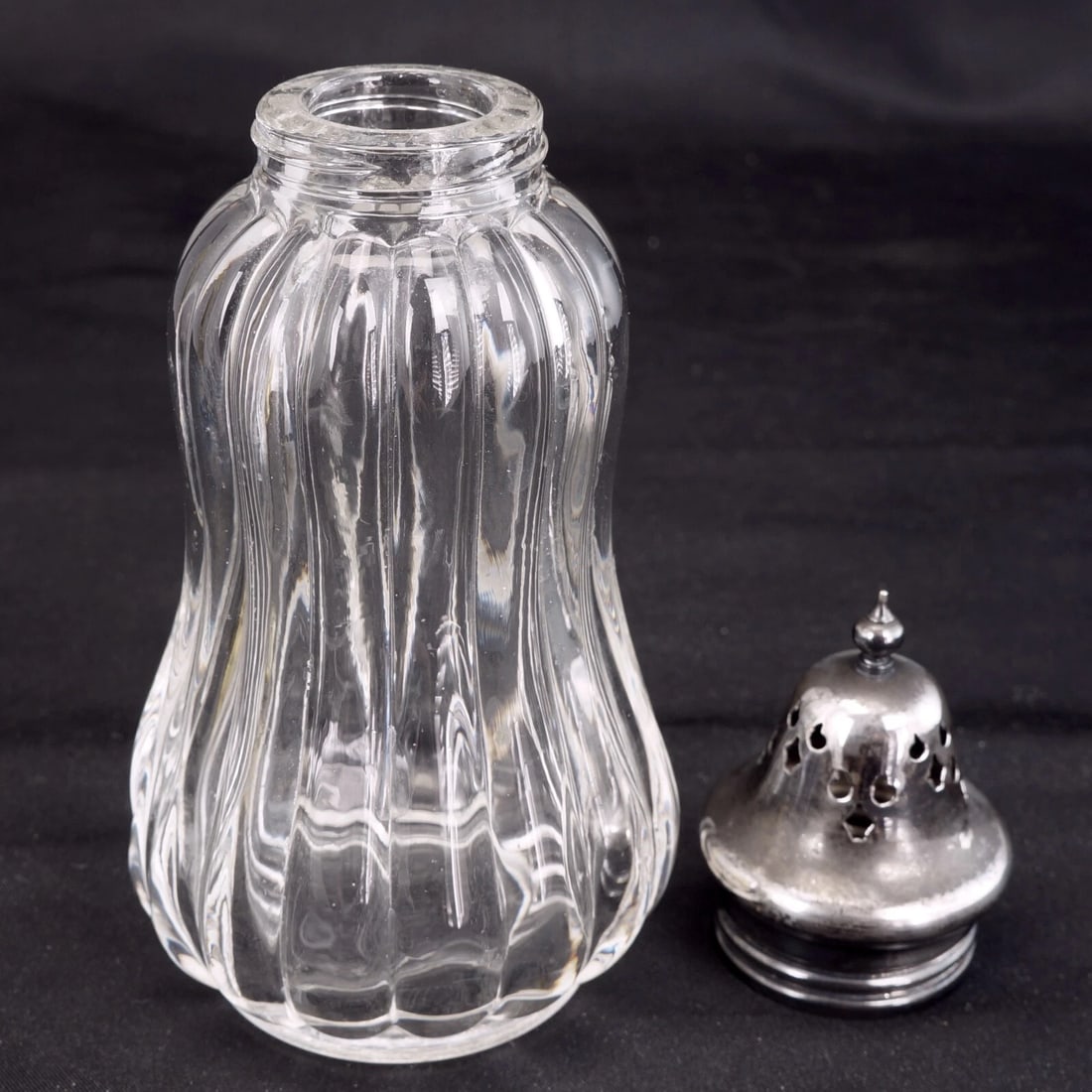 English Silverplate/Glass Sugar Shaker c 1930 - 4