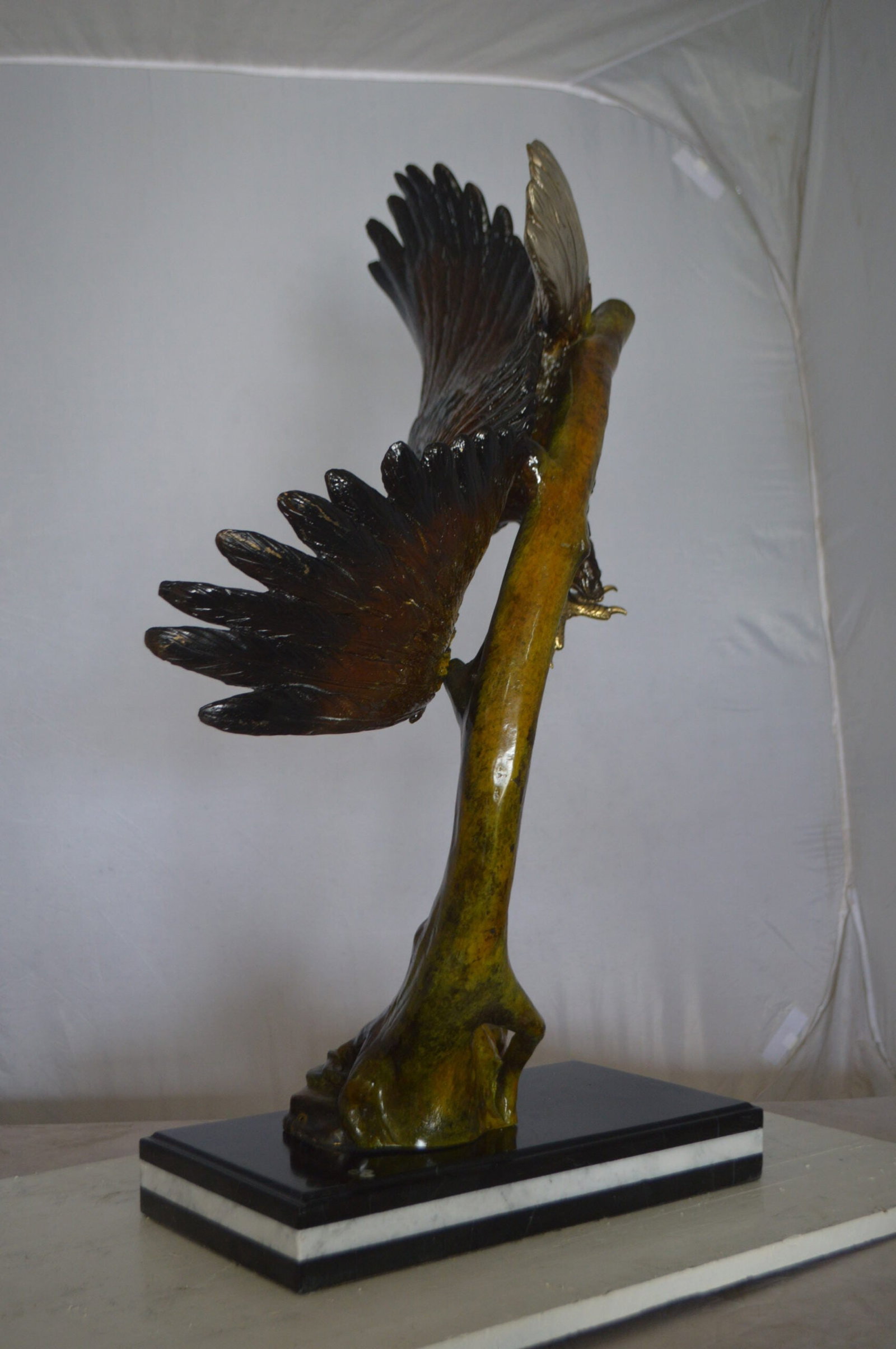 Eagle Soaring Bronze Statue by W Aribu - Size: 35"L x 27"W x 38"H. - 7