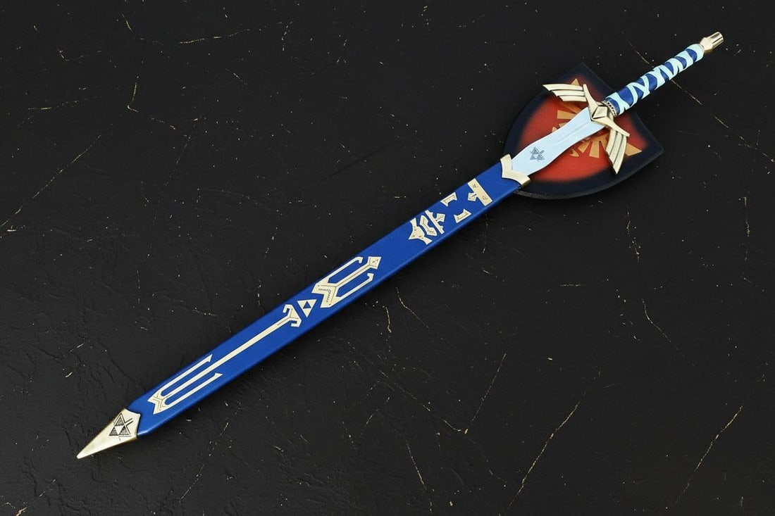 Metal Master Sword Replica from Legend of Zelda with Rune Etched Blade and Scabbard - 3