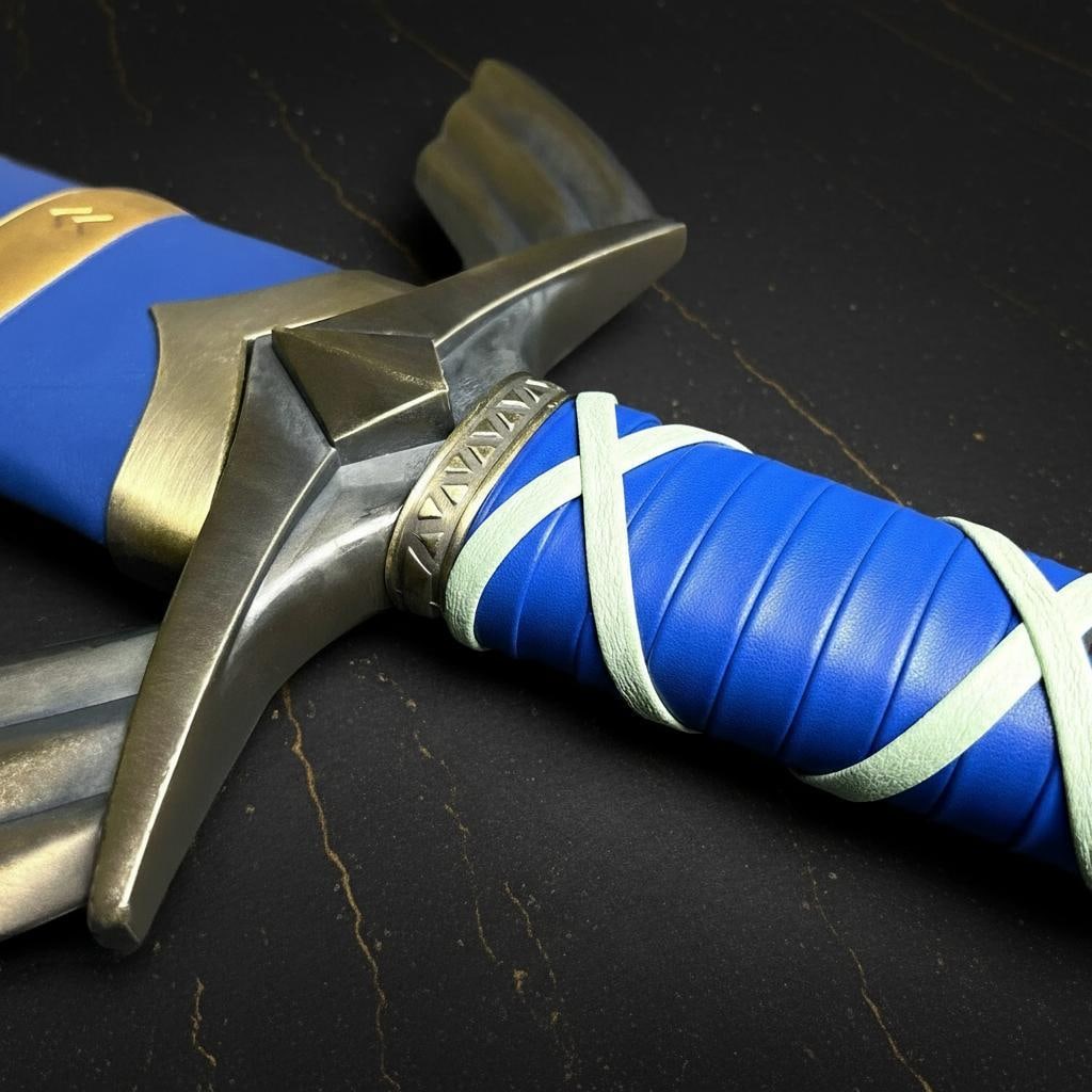 Metal Master Sword Replica from Legend of Zelda with Rune Etched Blade and Scabbard - 6