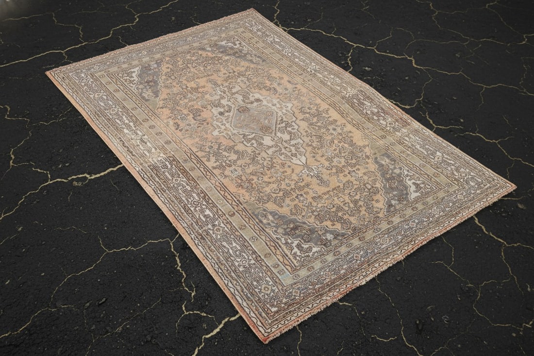 7x10 Hand-Woven Traditional Area Rug Muted Geometric Distressed Carpet - 5