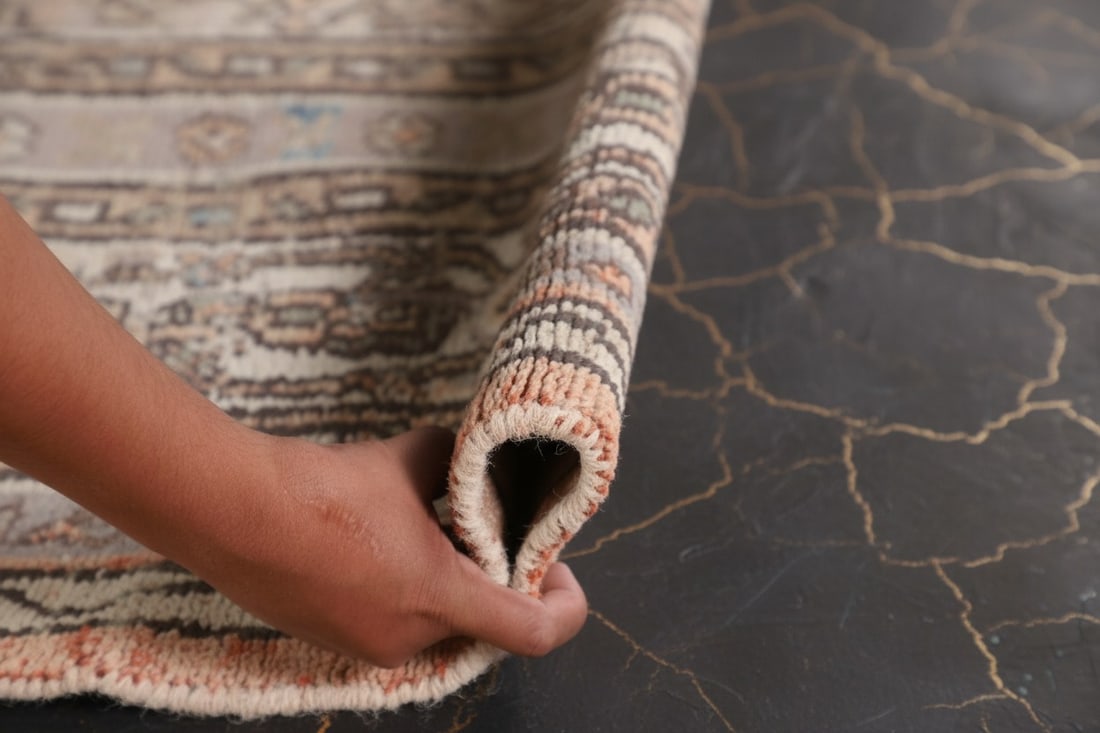 7x10 Hand-Woven Traditional Area Rug Muted Geometric Distressed Carpet - 7