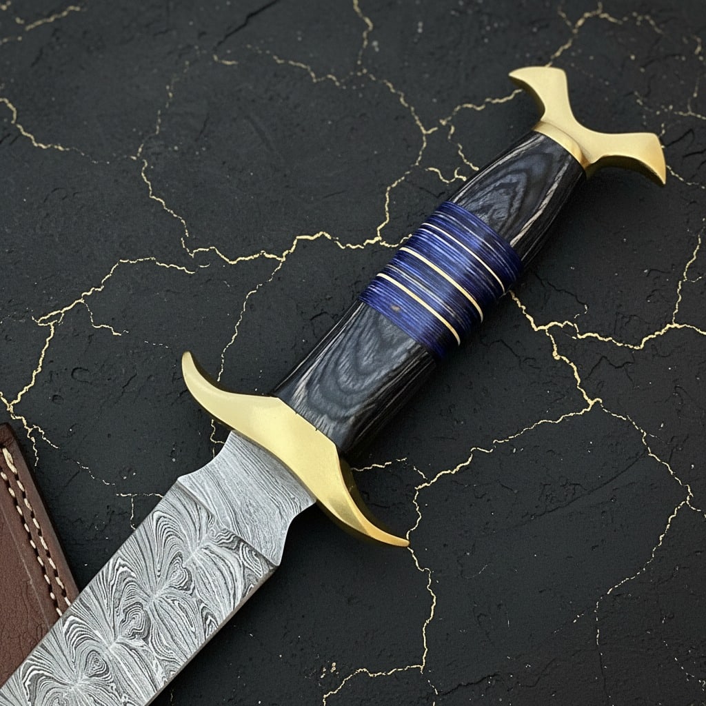 Handmade Damascus Steel Bowie Hunting Knife Large Fixed Blade with Sheath - 2