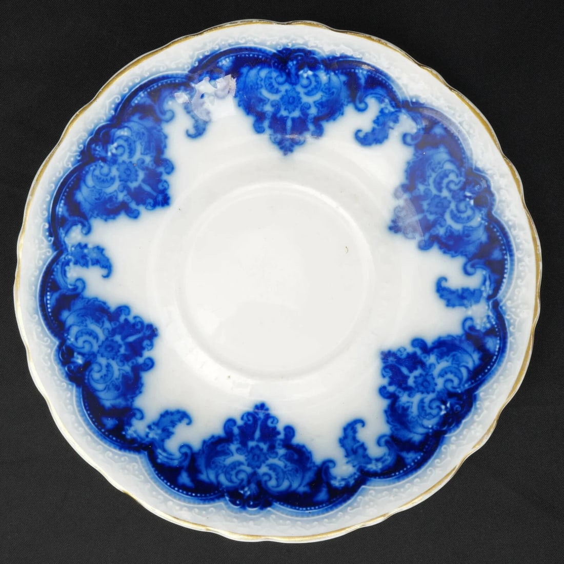 19th C English Flow Blue Teacup and Saucer - 9