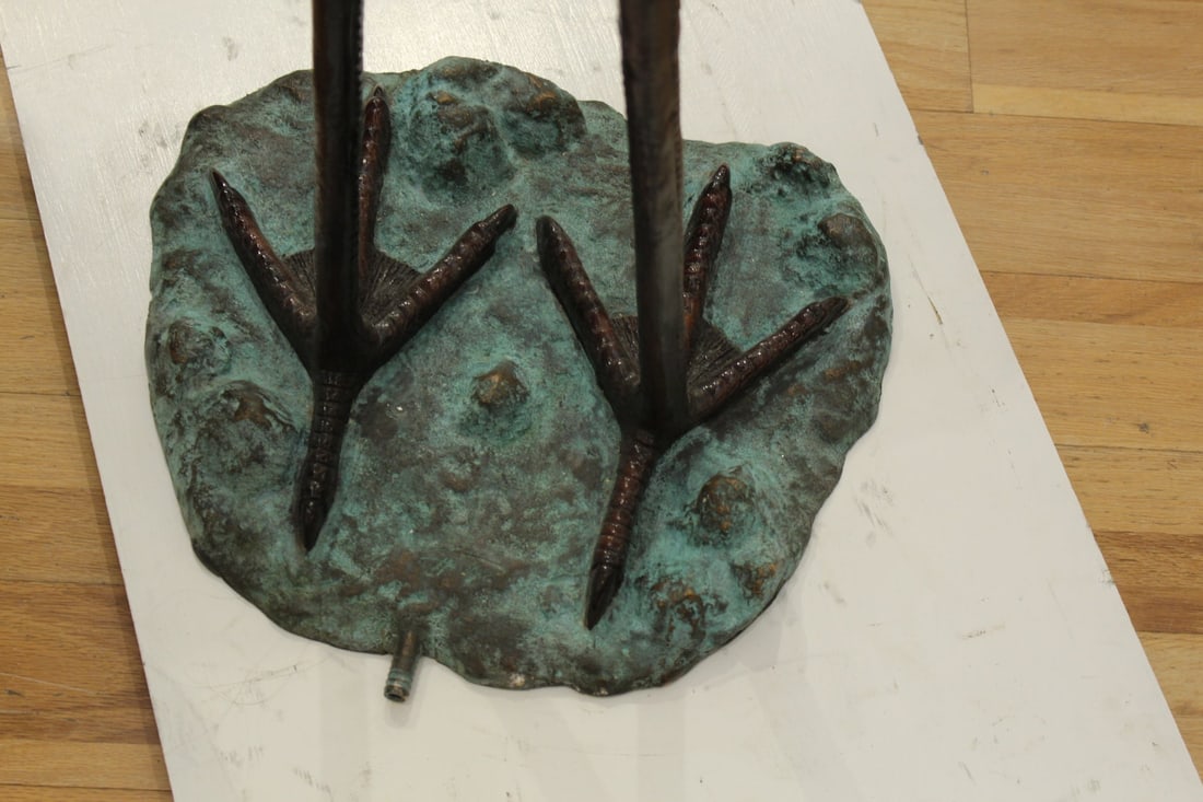 Crane Fountain Head Down Fountain Bronze Statue - Size: 23"L x 17"W x 56"H - 8