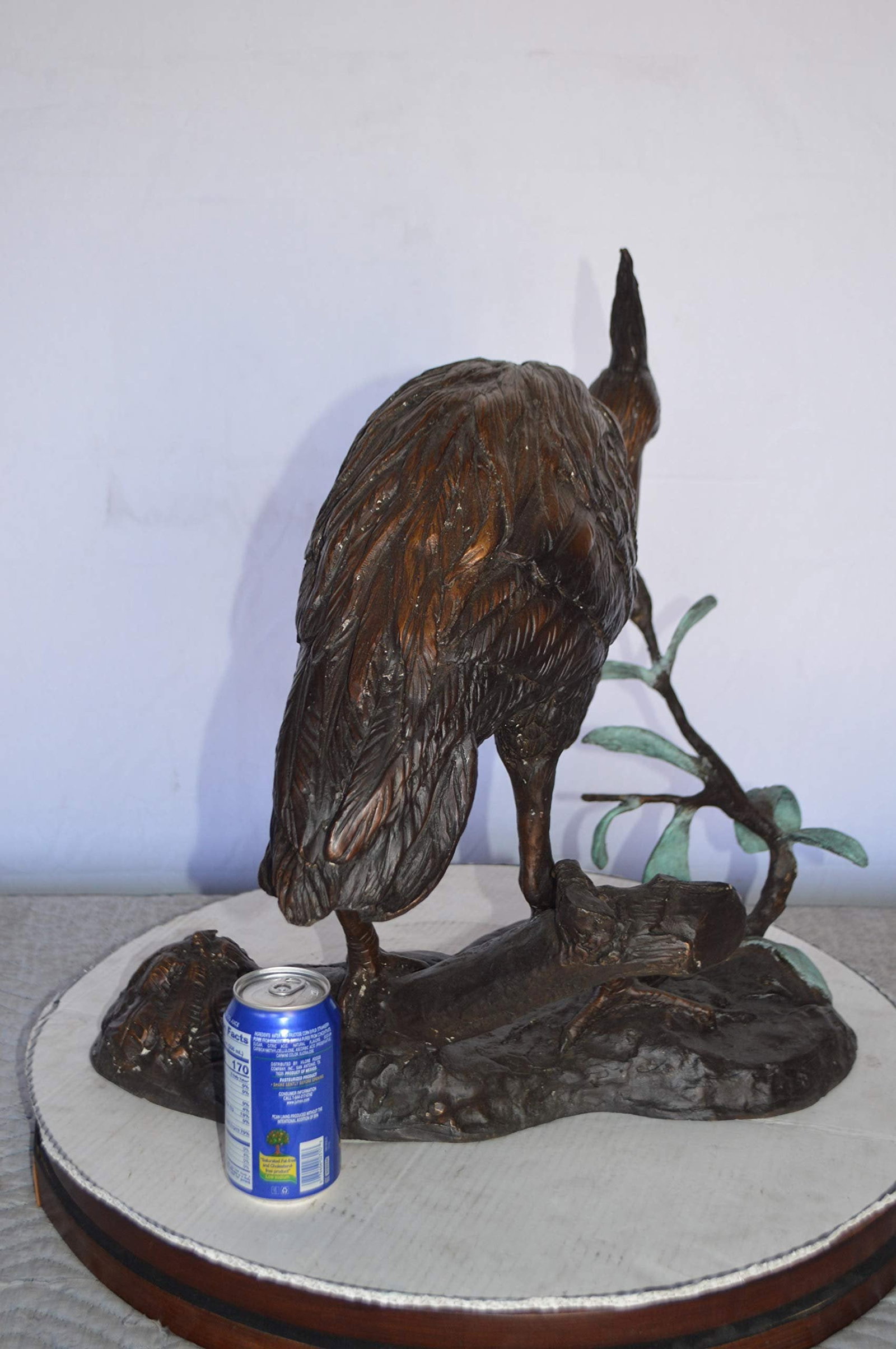 Crane on a Tree Bronze Statue - Size: 24"L x 20"W x 21"H. - 8