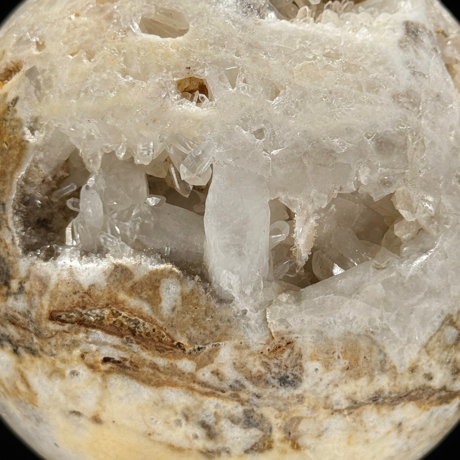 Wonderful set of a crystal sphere and a large cube calcite cluster on stands - 2