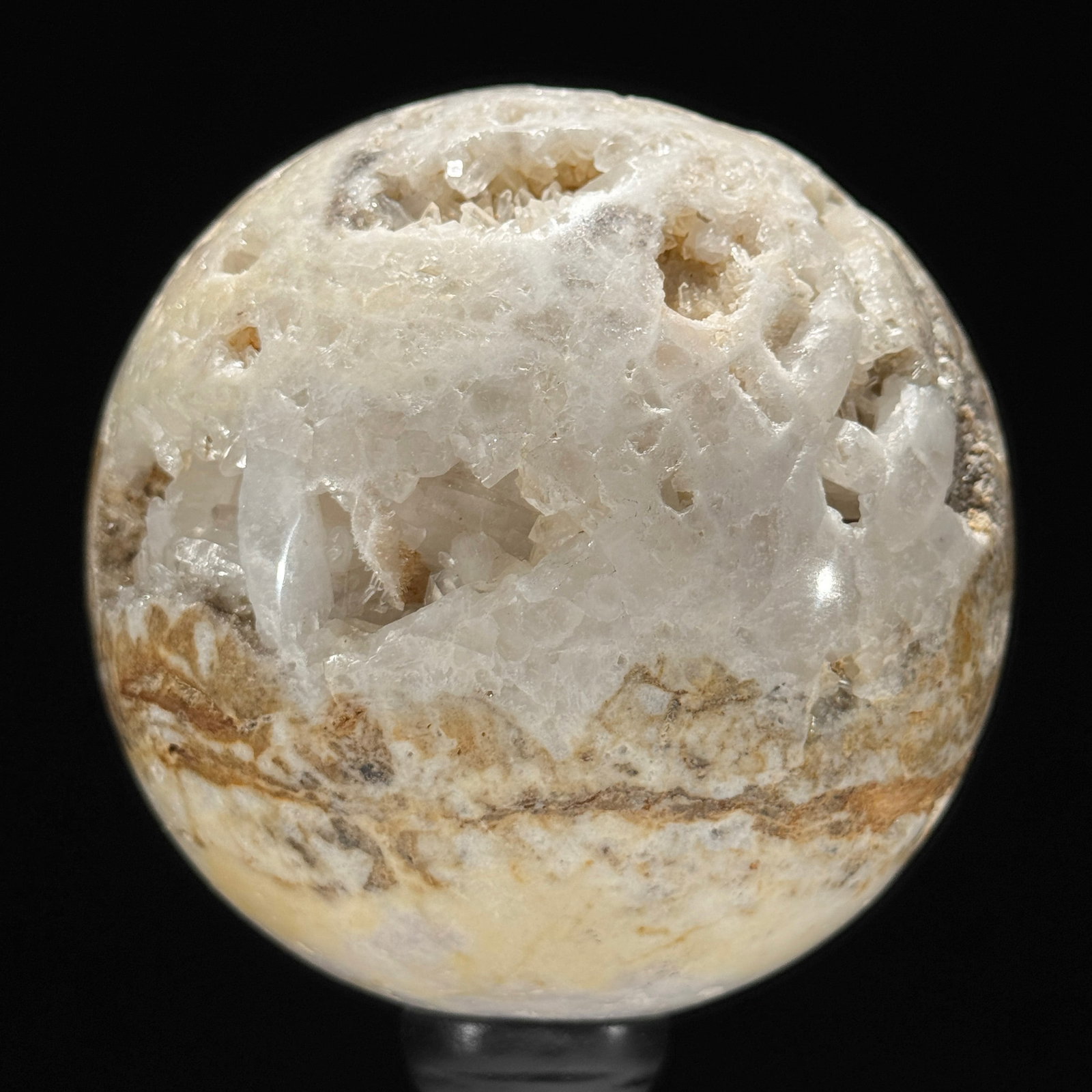 Wonderful set of a crystal sphere and a large cube calcite cluster on stands - 3