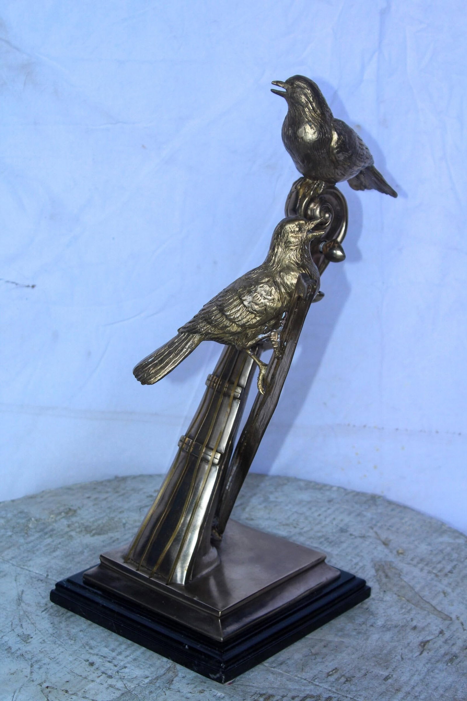Creative Art, Violin and Two Birds, Bronze Statue in Silver Finish 12 x 8 x 19"H - 9