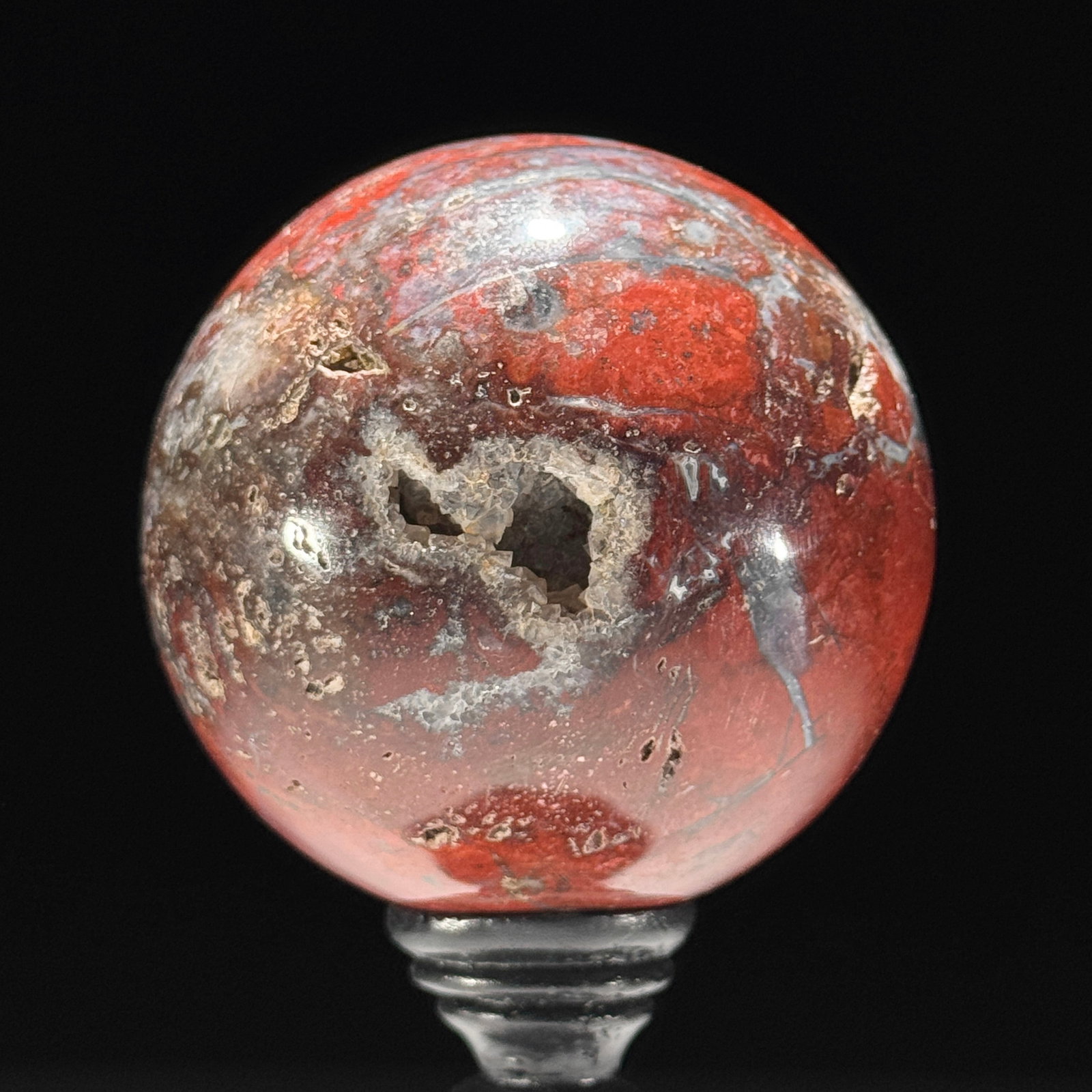 Stunning set of 3 crystallized Red Jasper spheres - 2