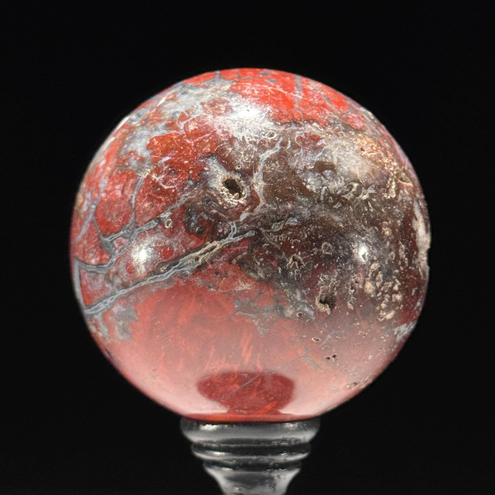 Stunning set of 3 crystallized Red Jasper spheres - 3