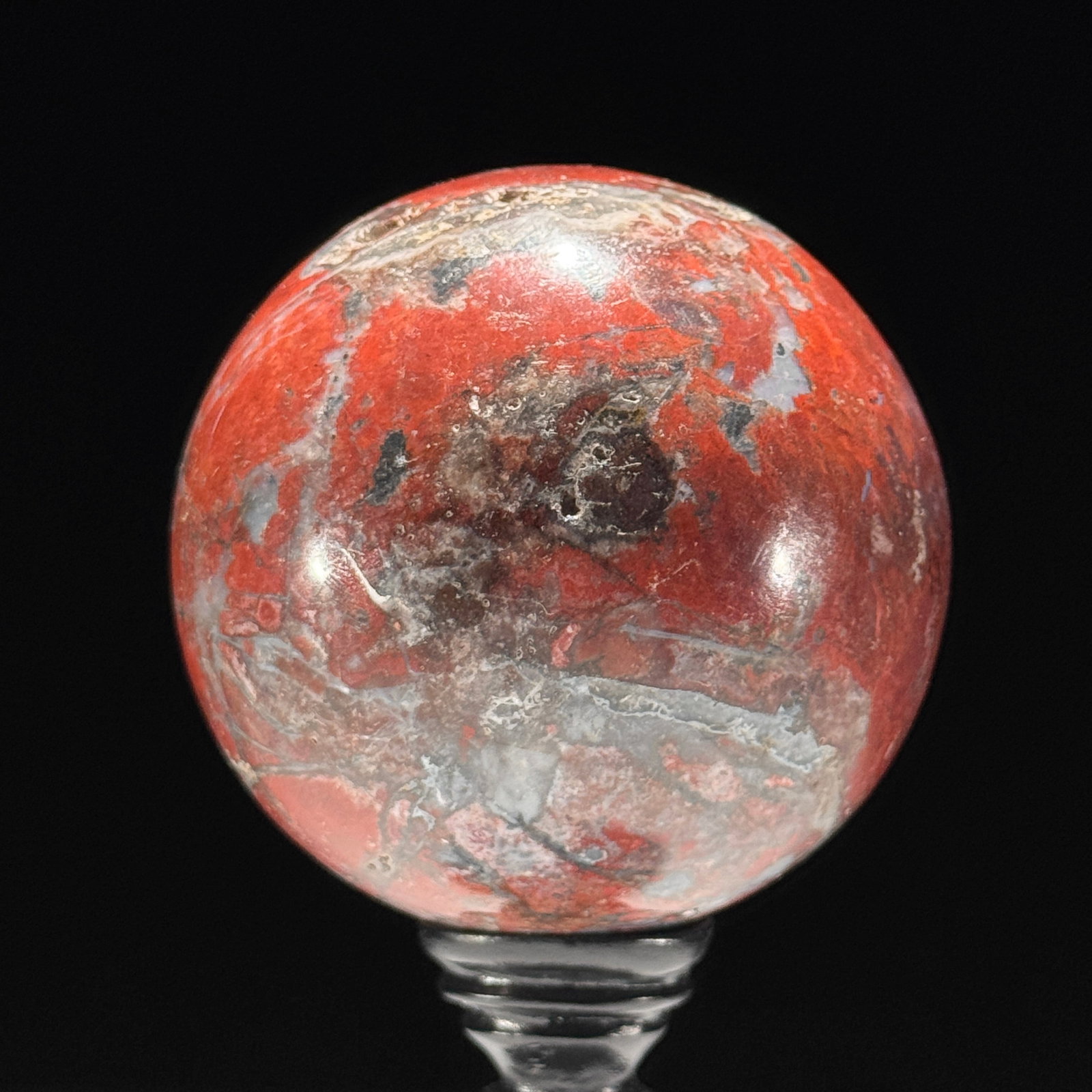 Stunning set of 3 crystallized Red Jasper spheres - 9