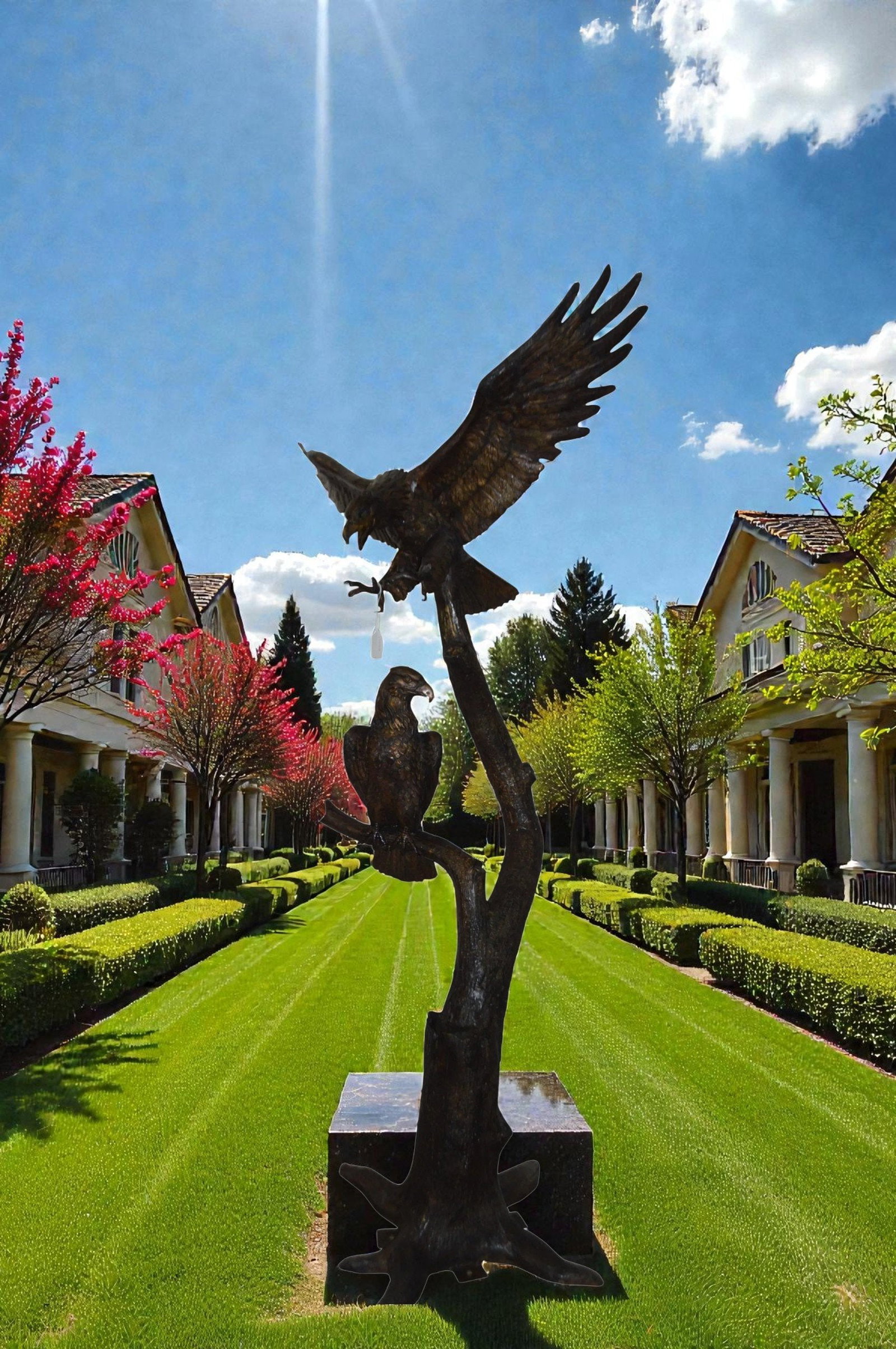 Two Eagles on a Tree - Size: 47"L x 30"W x 94"H. - 10